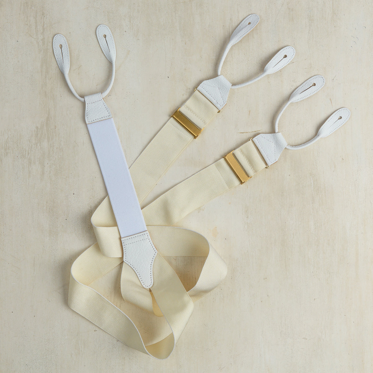 Handmade Silk Braces In Ivory