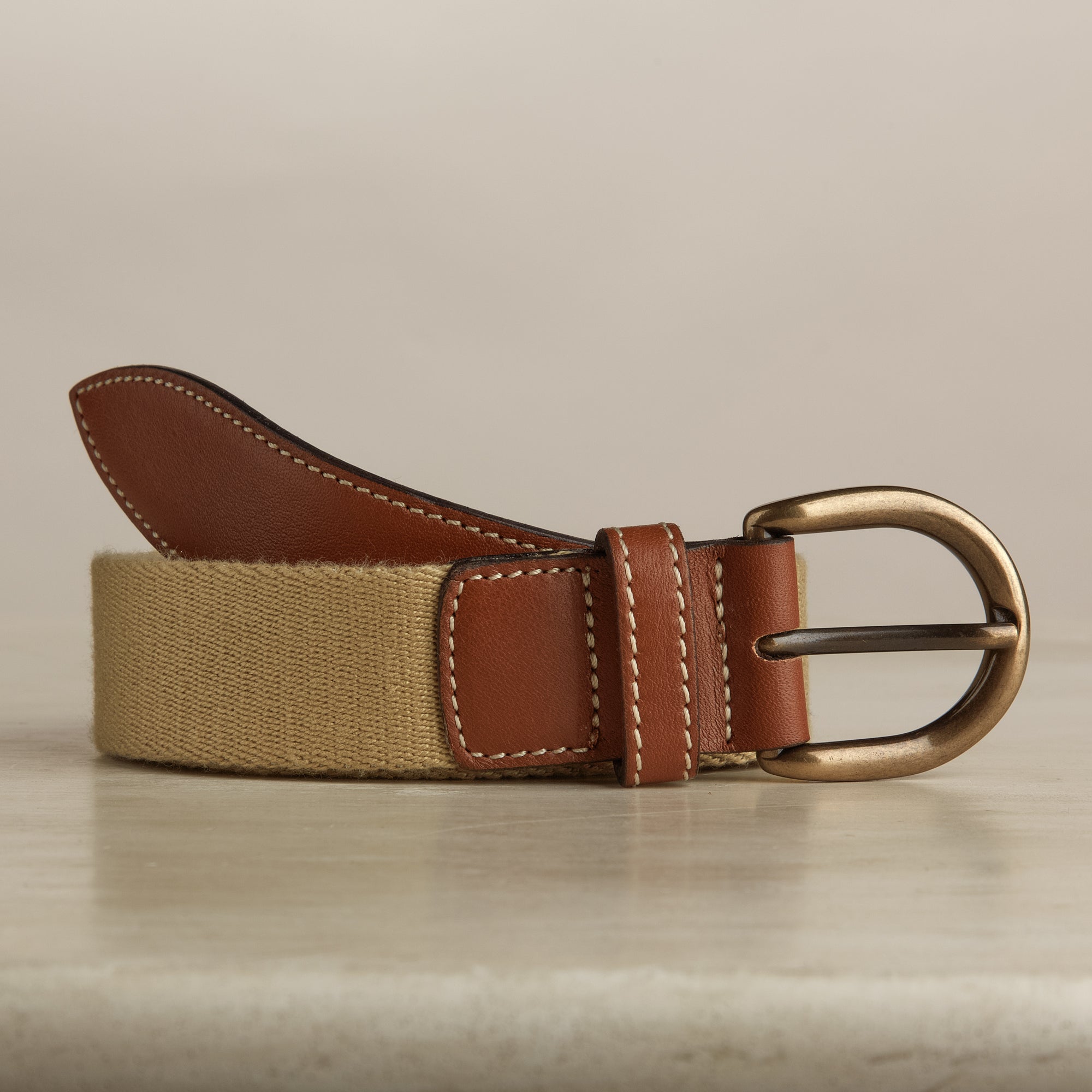 Webbing Belt In Beige