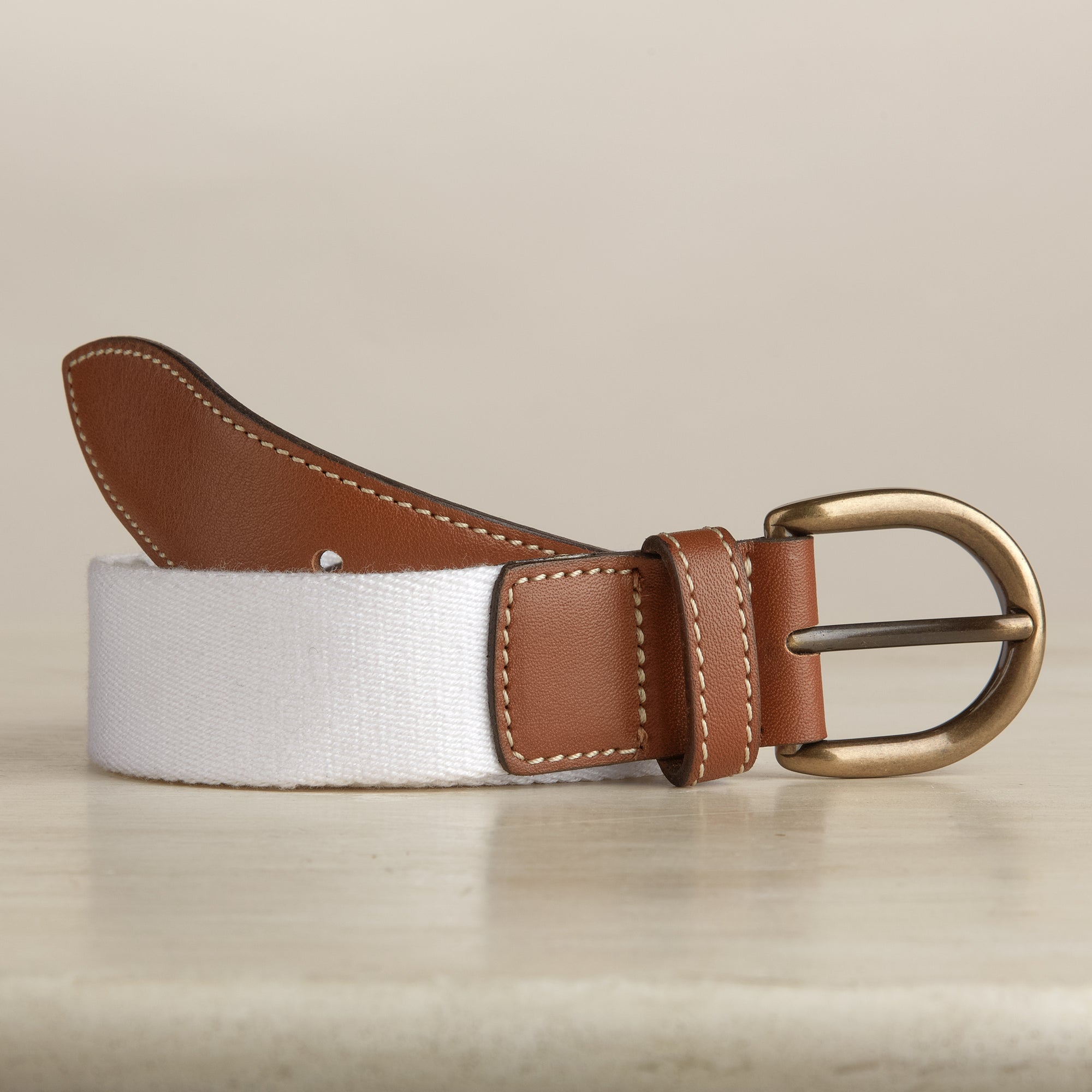 Webbing Belt In White