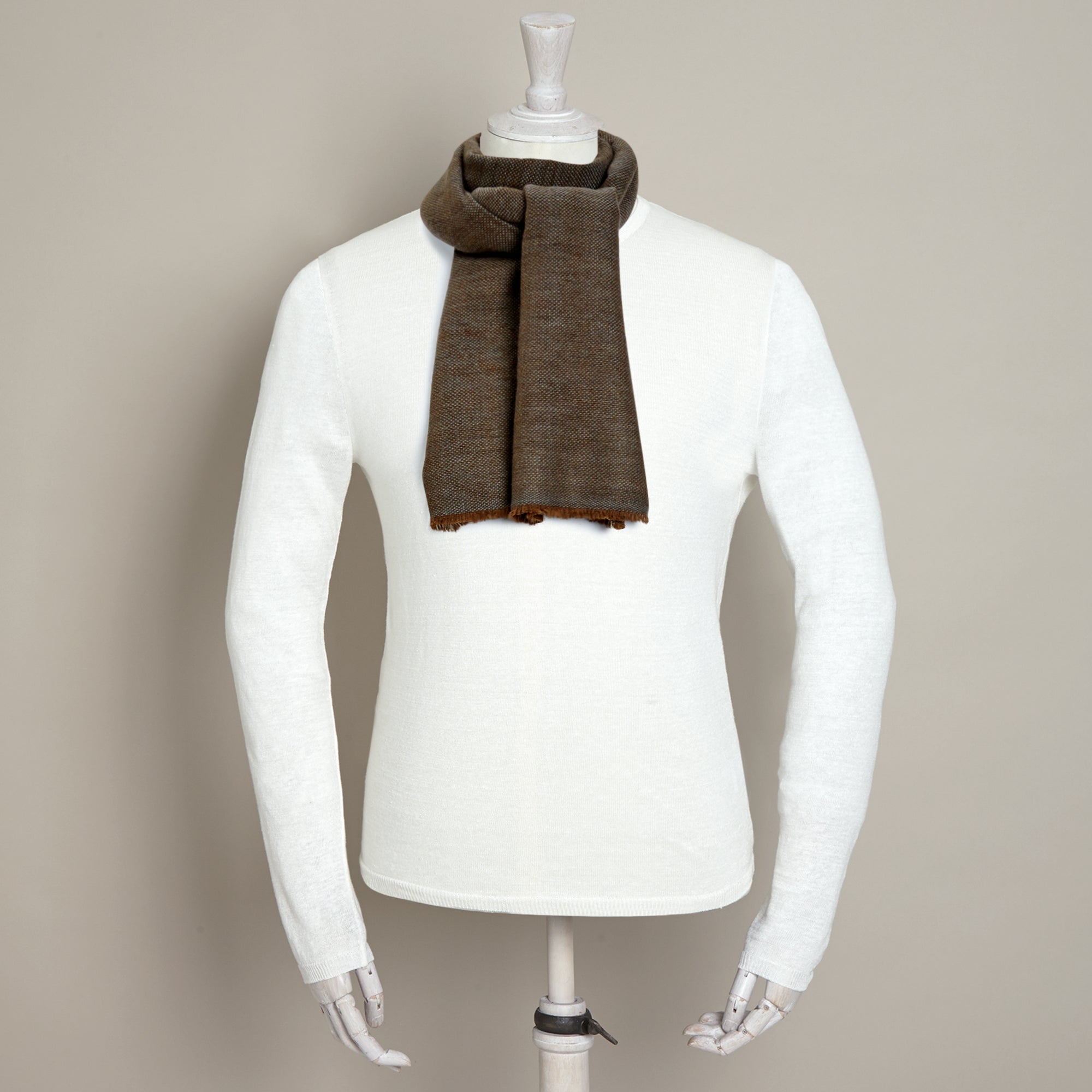 Cashmere birdseye scarf in gold and grey