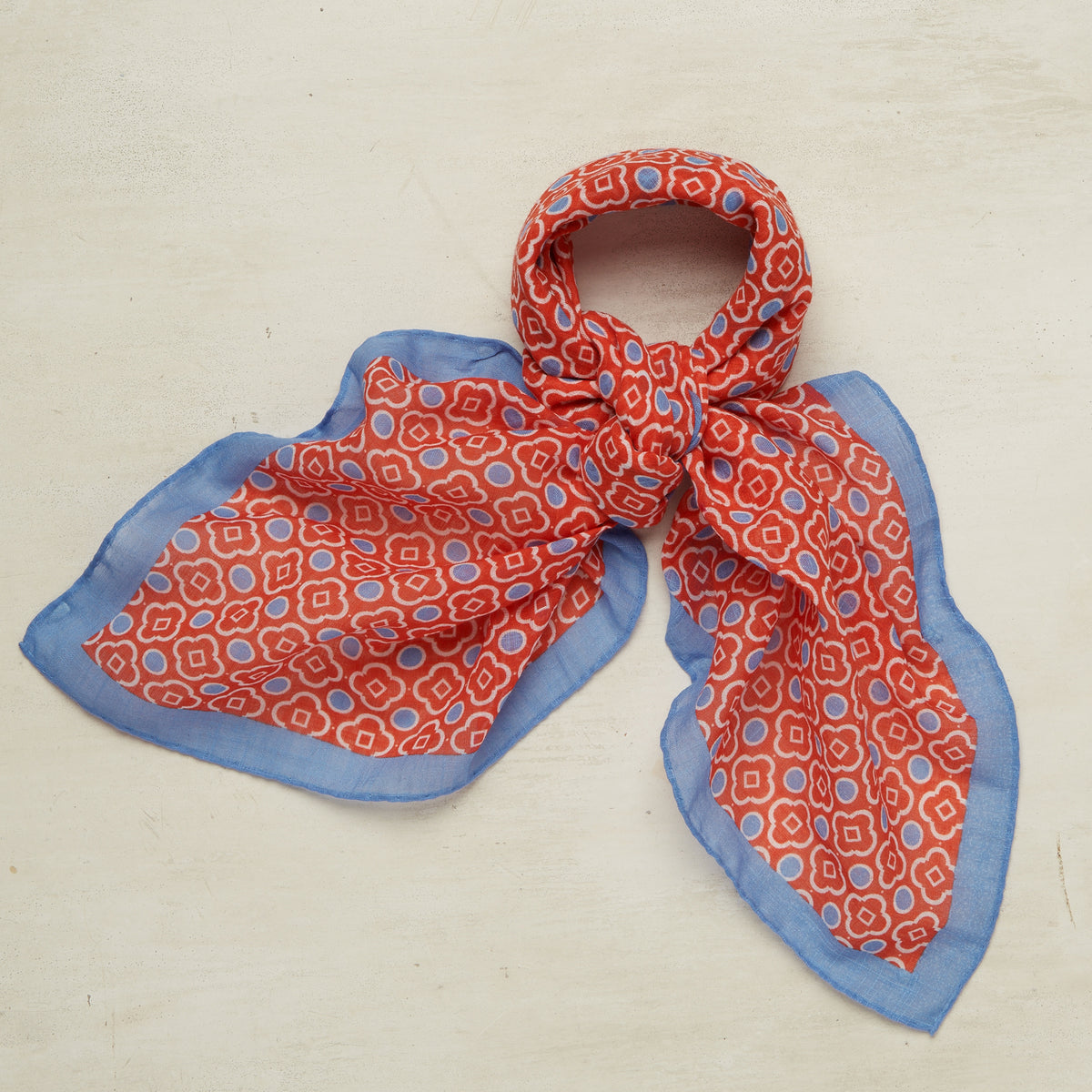 Cotton Mosaic Print Neckerchief Sky