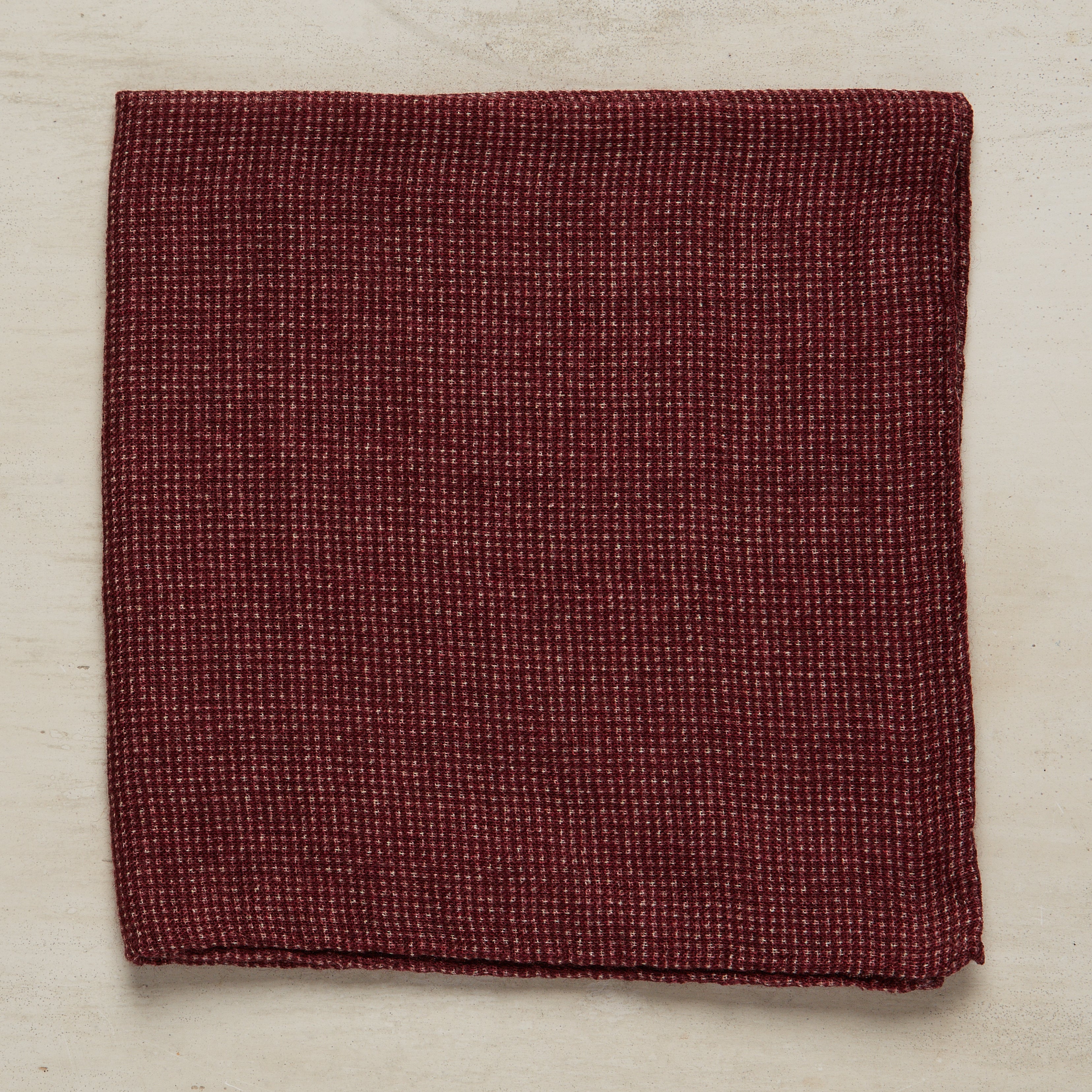 Wool And Silk Birdseye Pocket Square In Burgundy