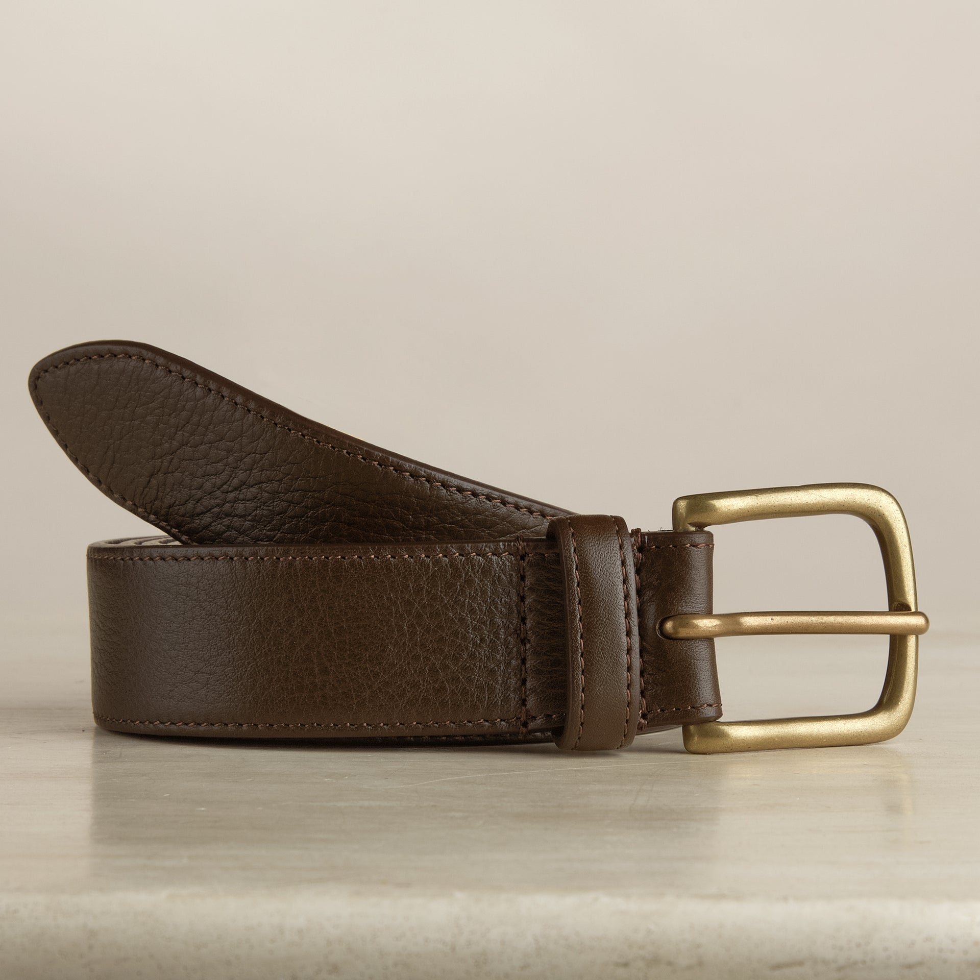 Plain Leather Belt In Brown