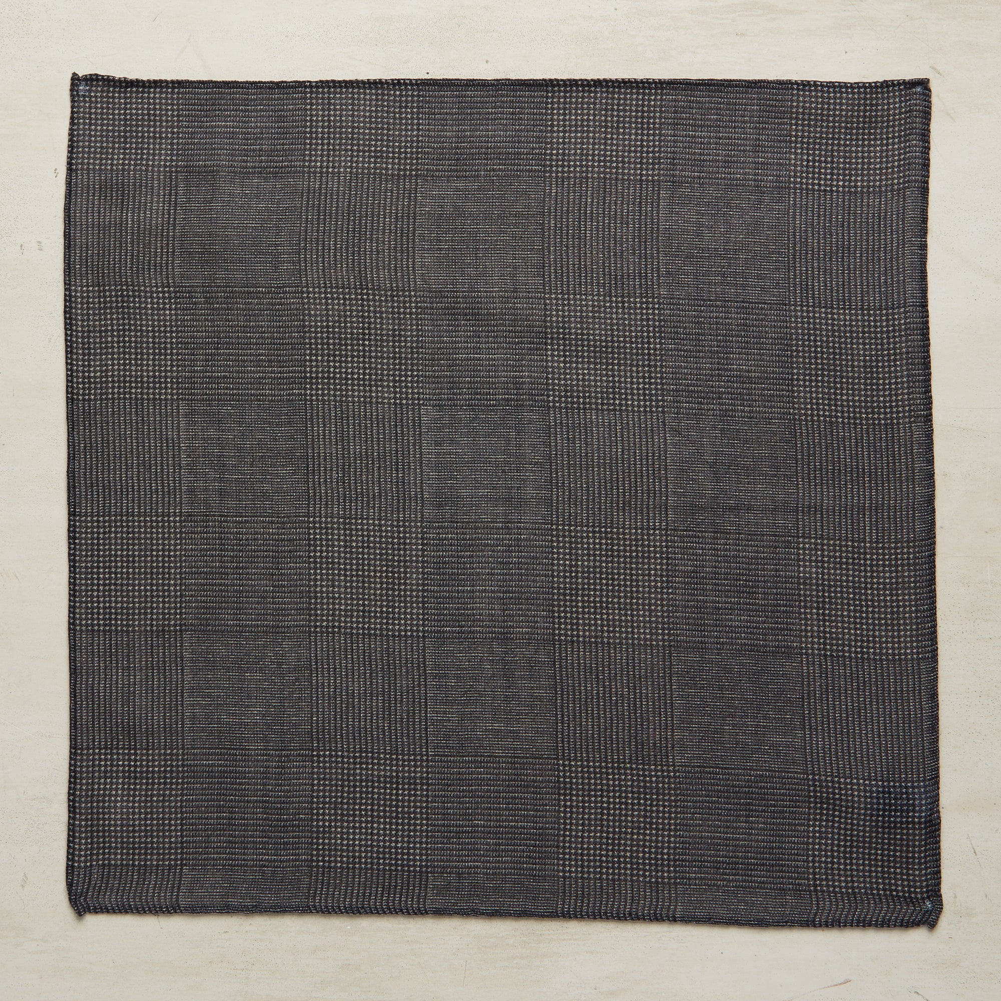 Wool And Silk Glen Check Pocket Square In Black