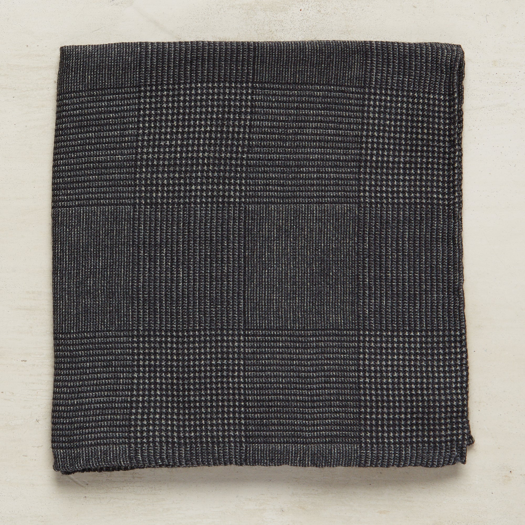 Wool And Silk Glen Check Pocket Square In Black