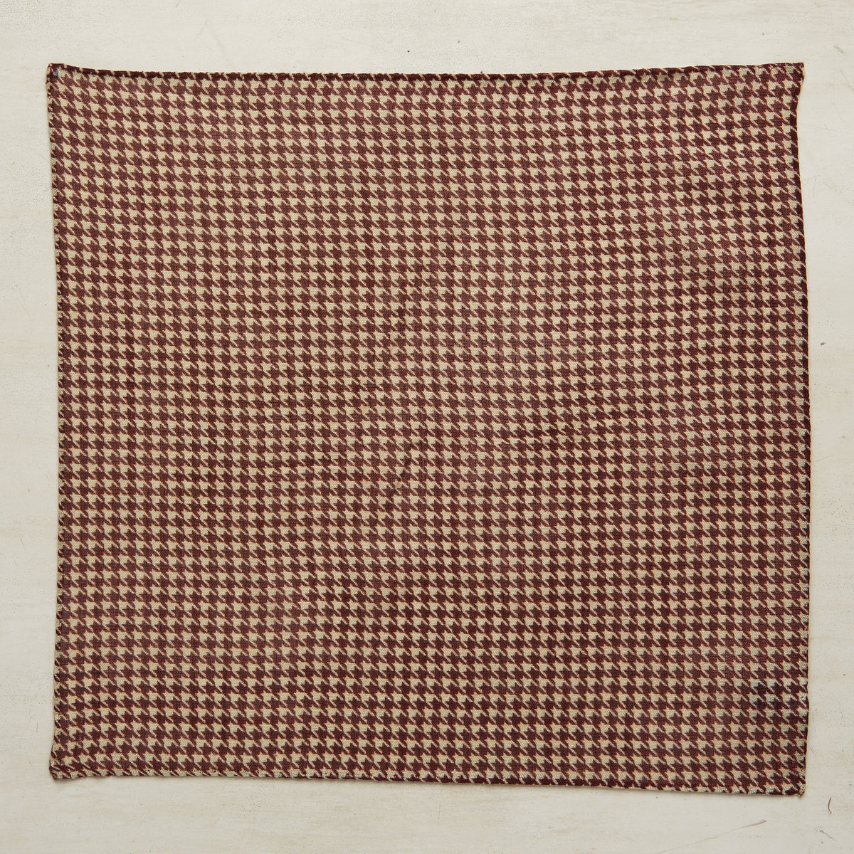 Wool And Silk Houndstooth Pocket Square In Burgundy