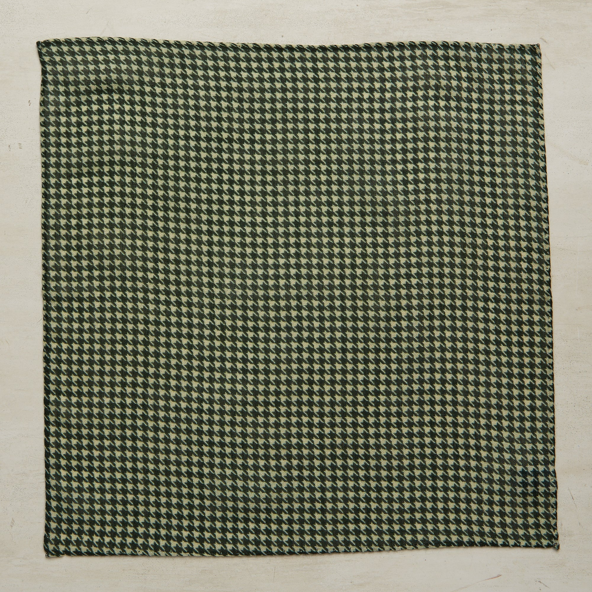 Wool And Silk Houndstooth Pocket Square In Dark Green