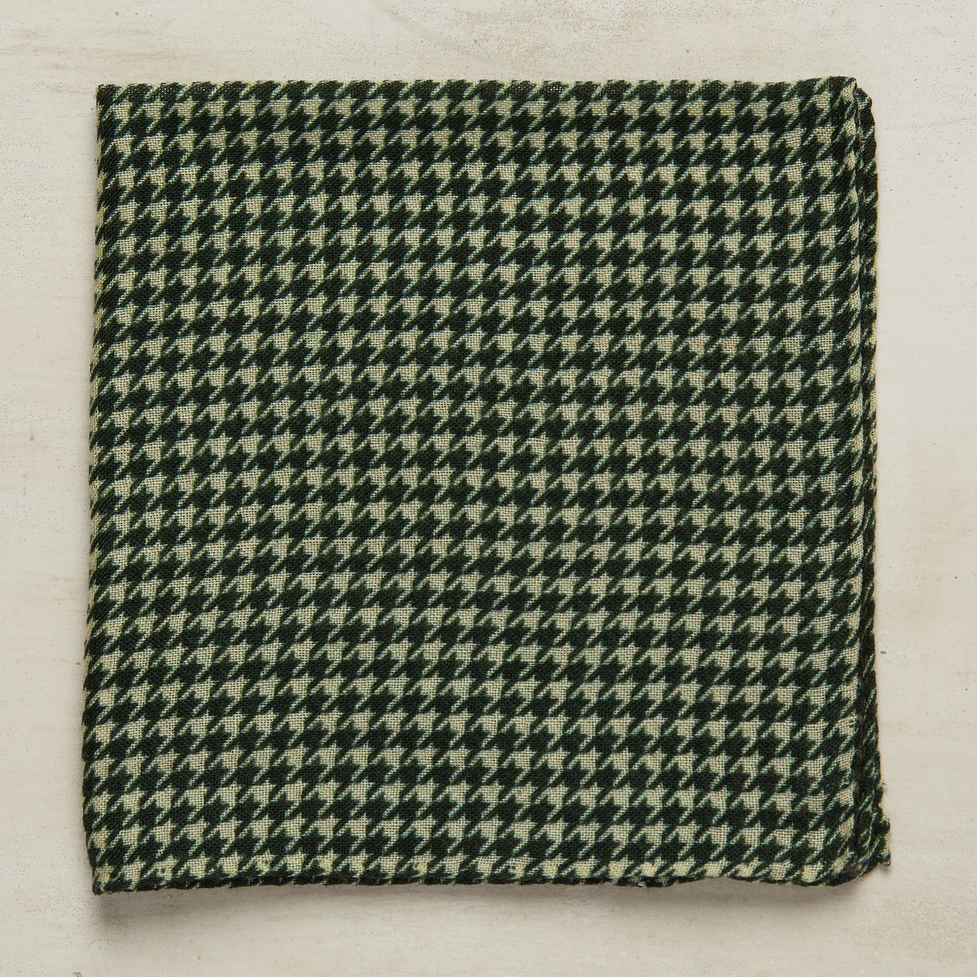 Wool And Silk Houndstooth Pocket Square In Dark Green