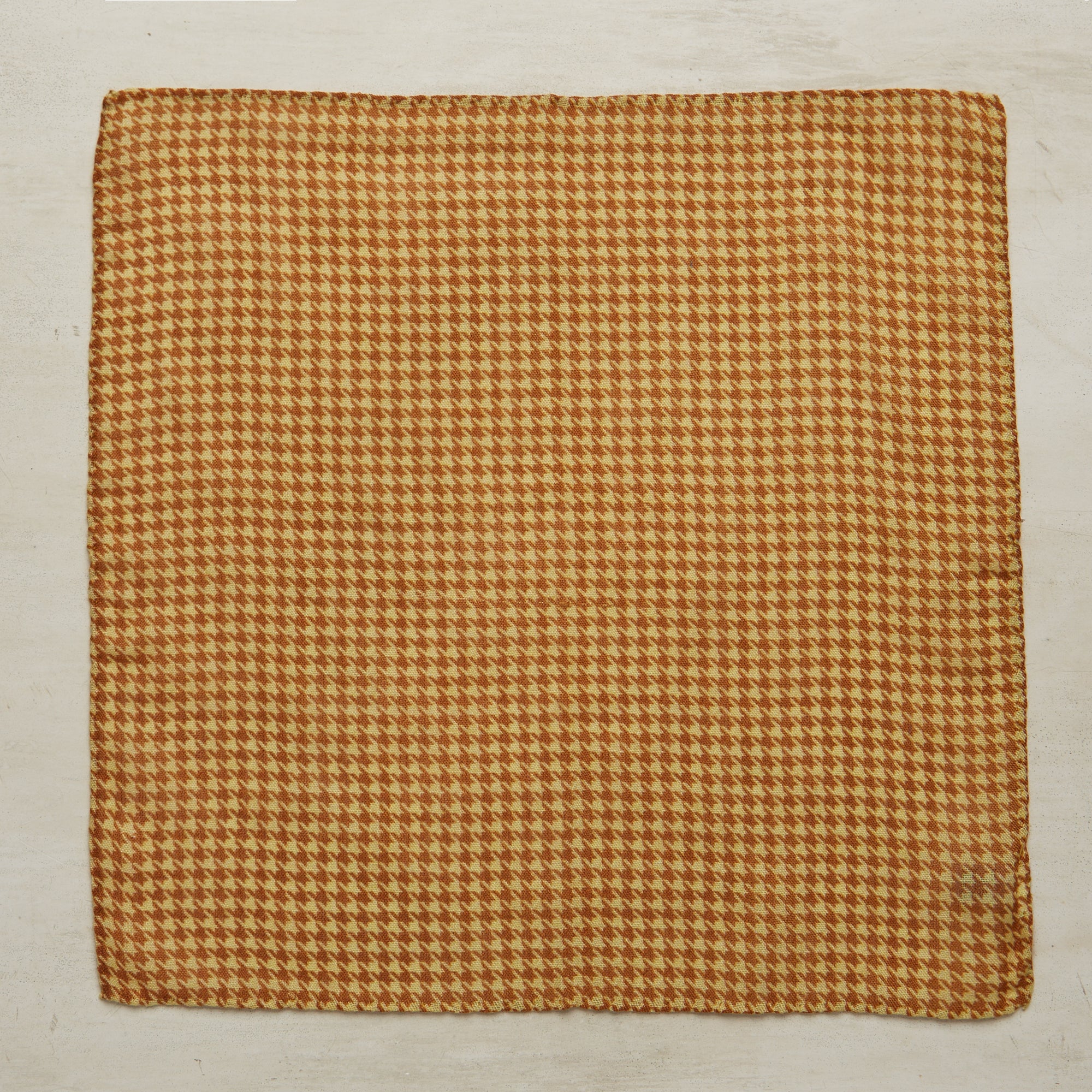 Wool And Silk Houndstooth Pocket Square In Gold