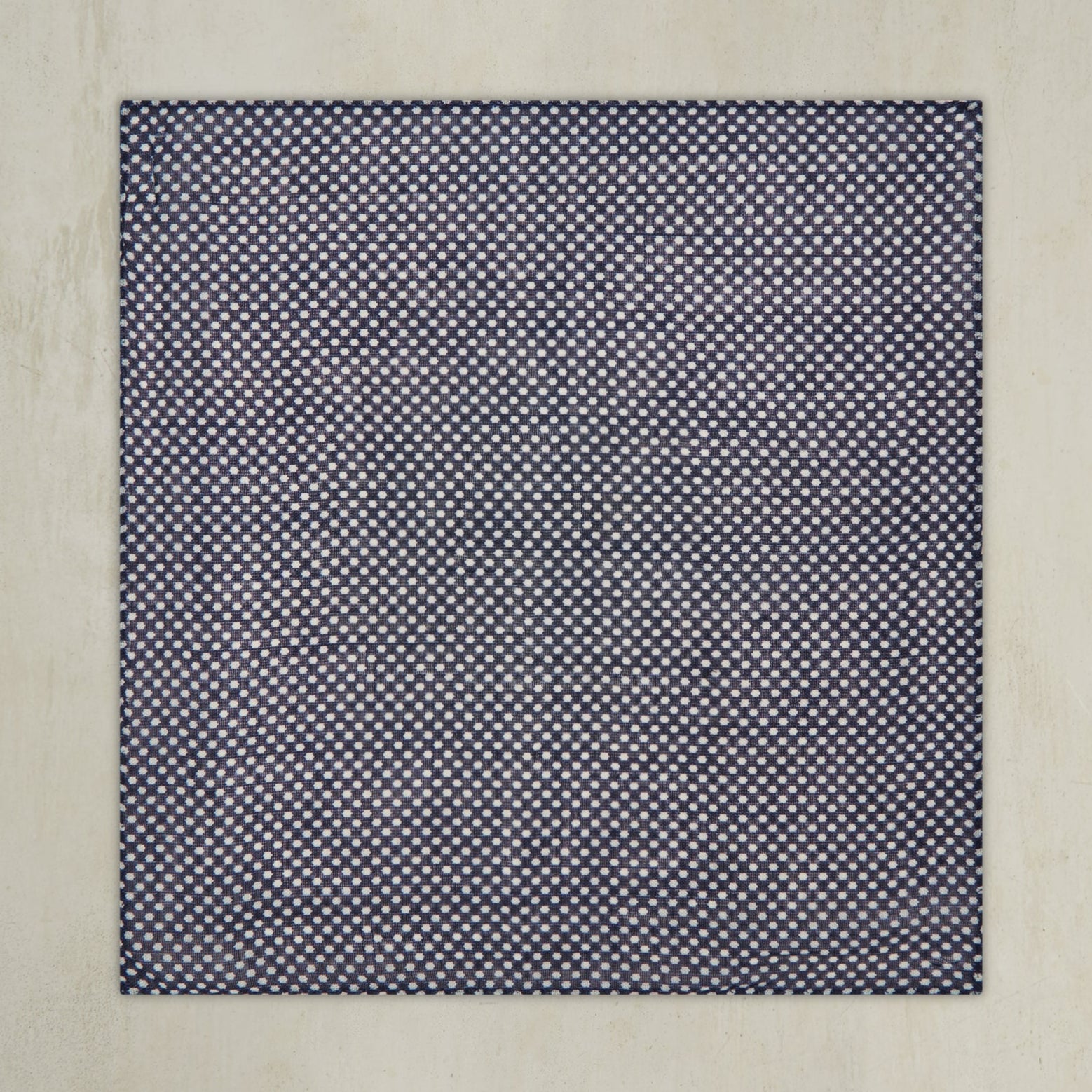 Wool And Silk Blend Pocket Square With Medium Spots In Navy