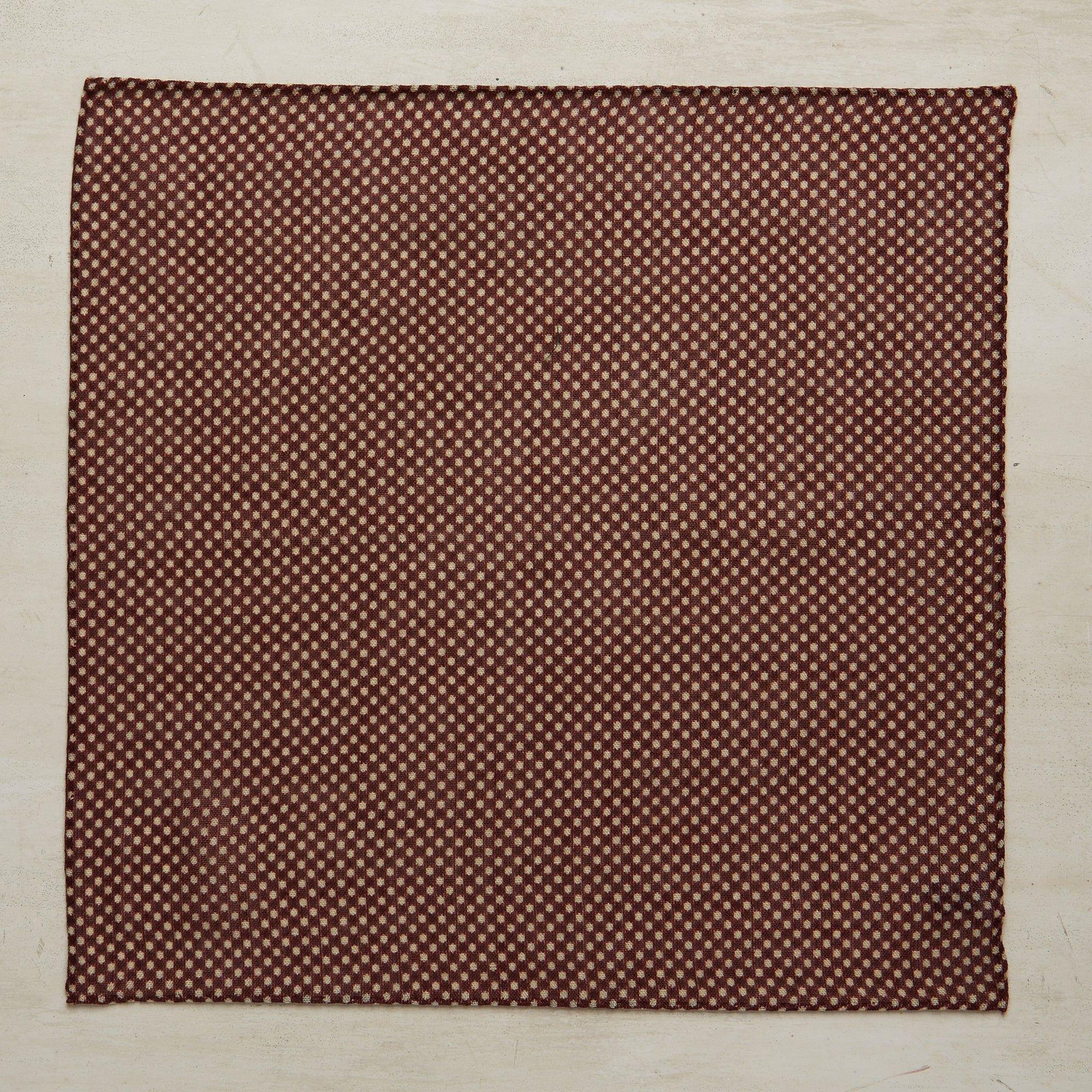 Wool And Silk Pocket Square With Medium Spots In Burgundy