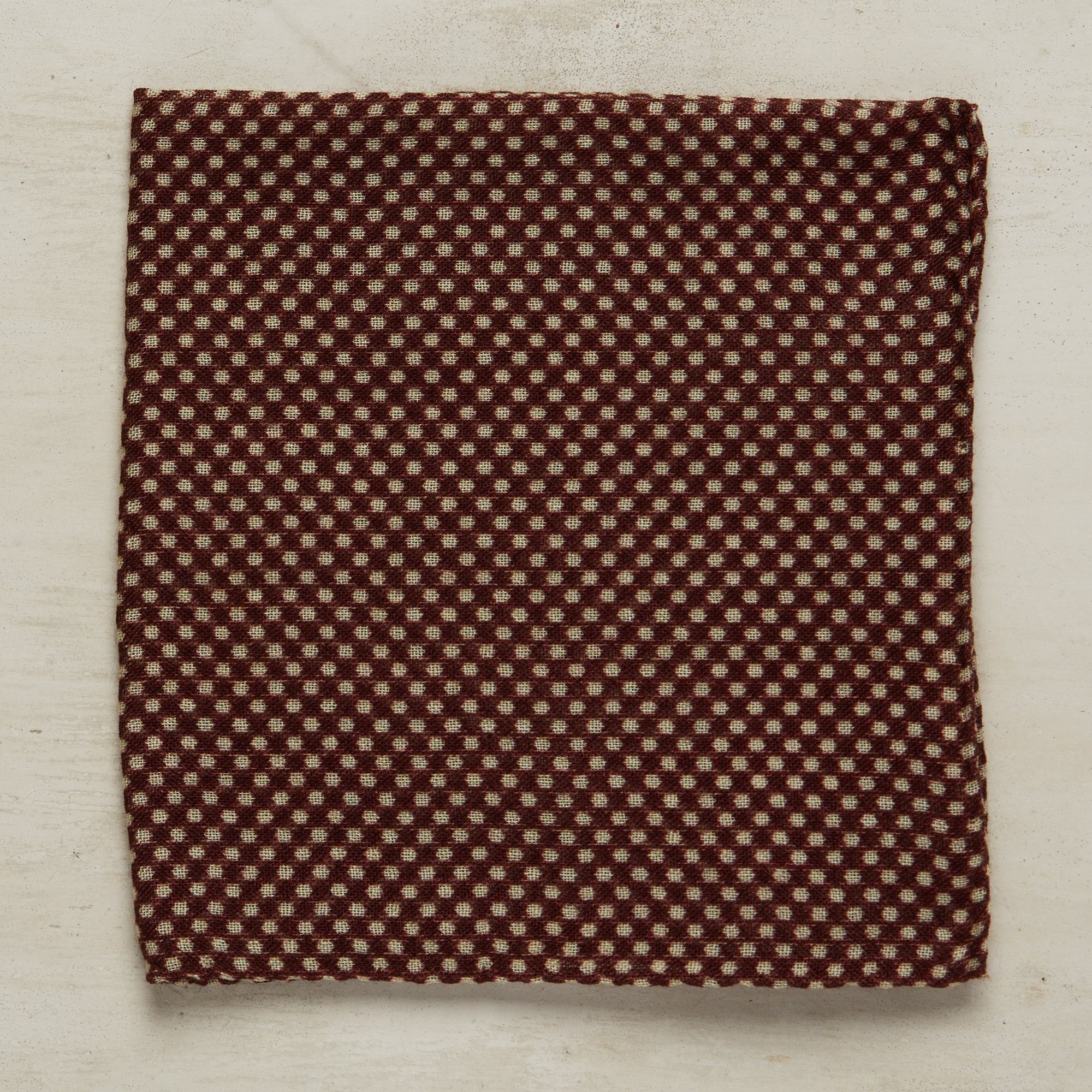 Wool And Silk Pocket Square With Medium Spots In Burgundy