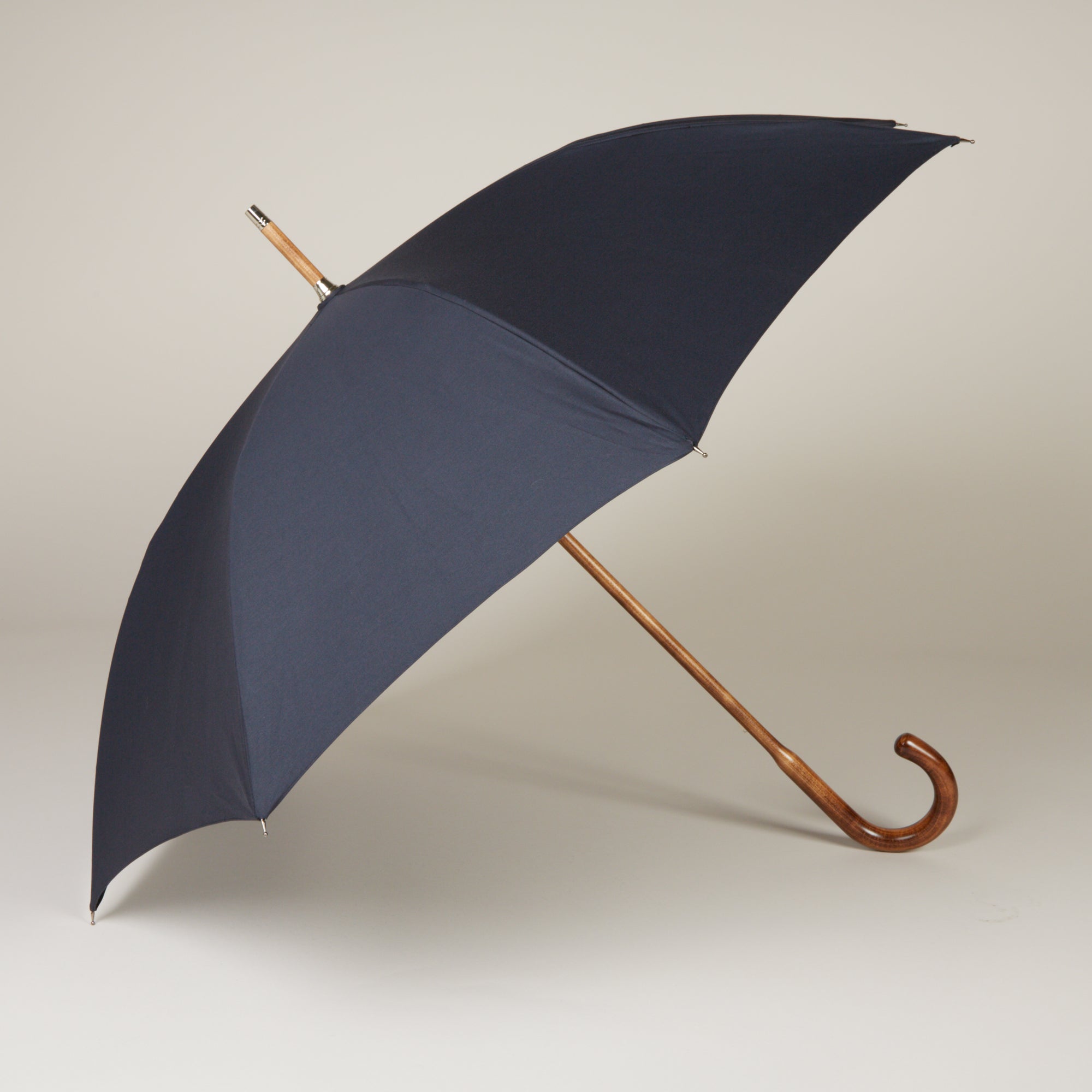Cotton Umbrella With Maple Handle In Navy