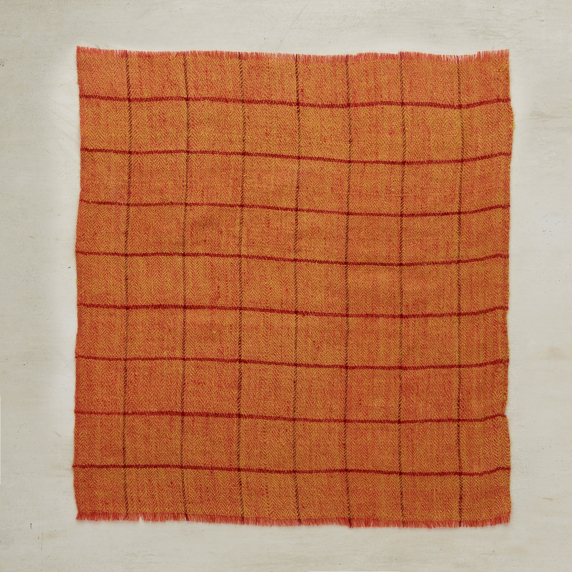 Cashmere Check Pocket Square In Light Orange And Red