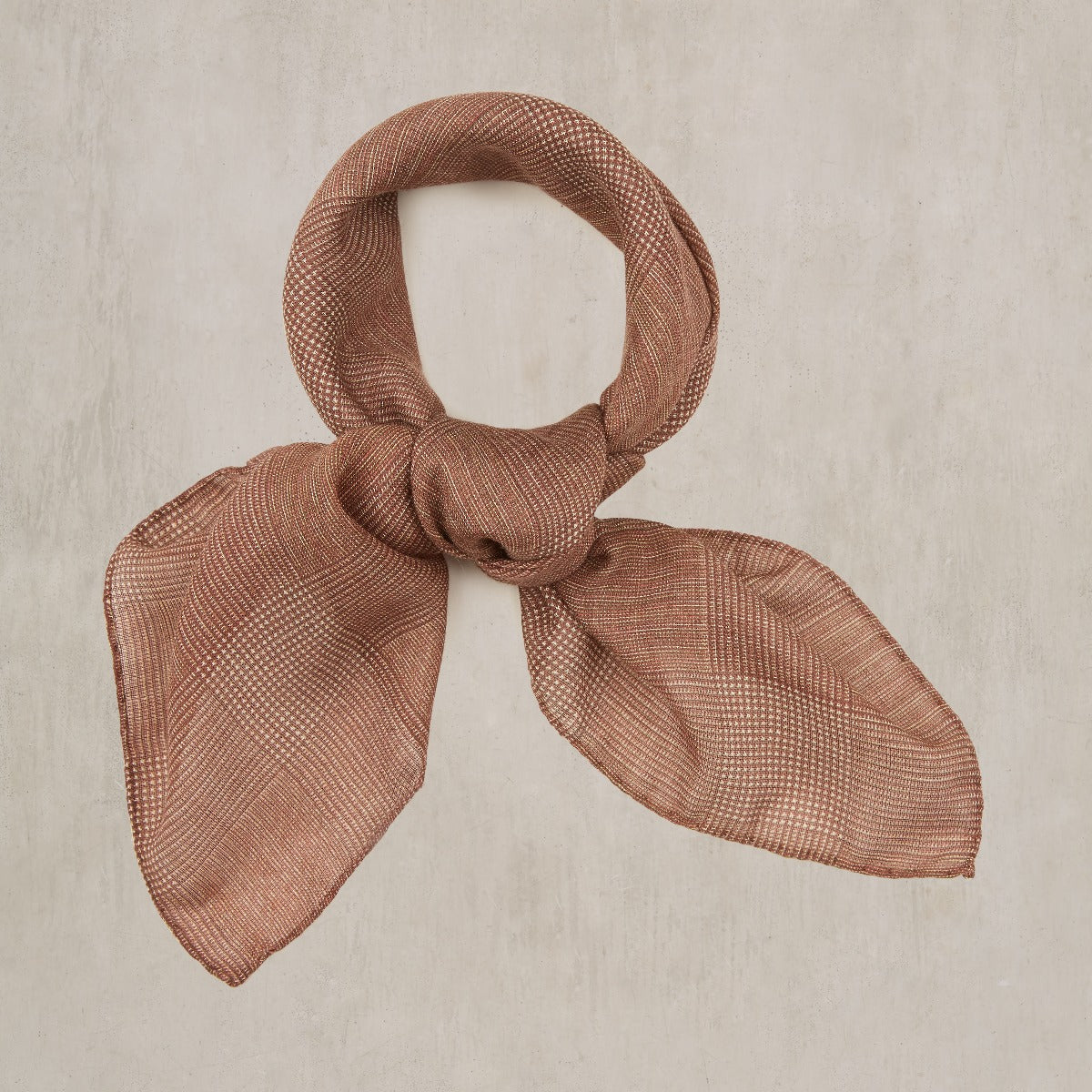 Wool And Silk Glen Check Neckerchief In Burgundy