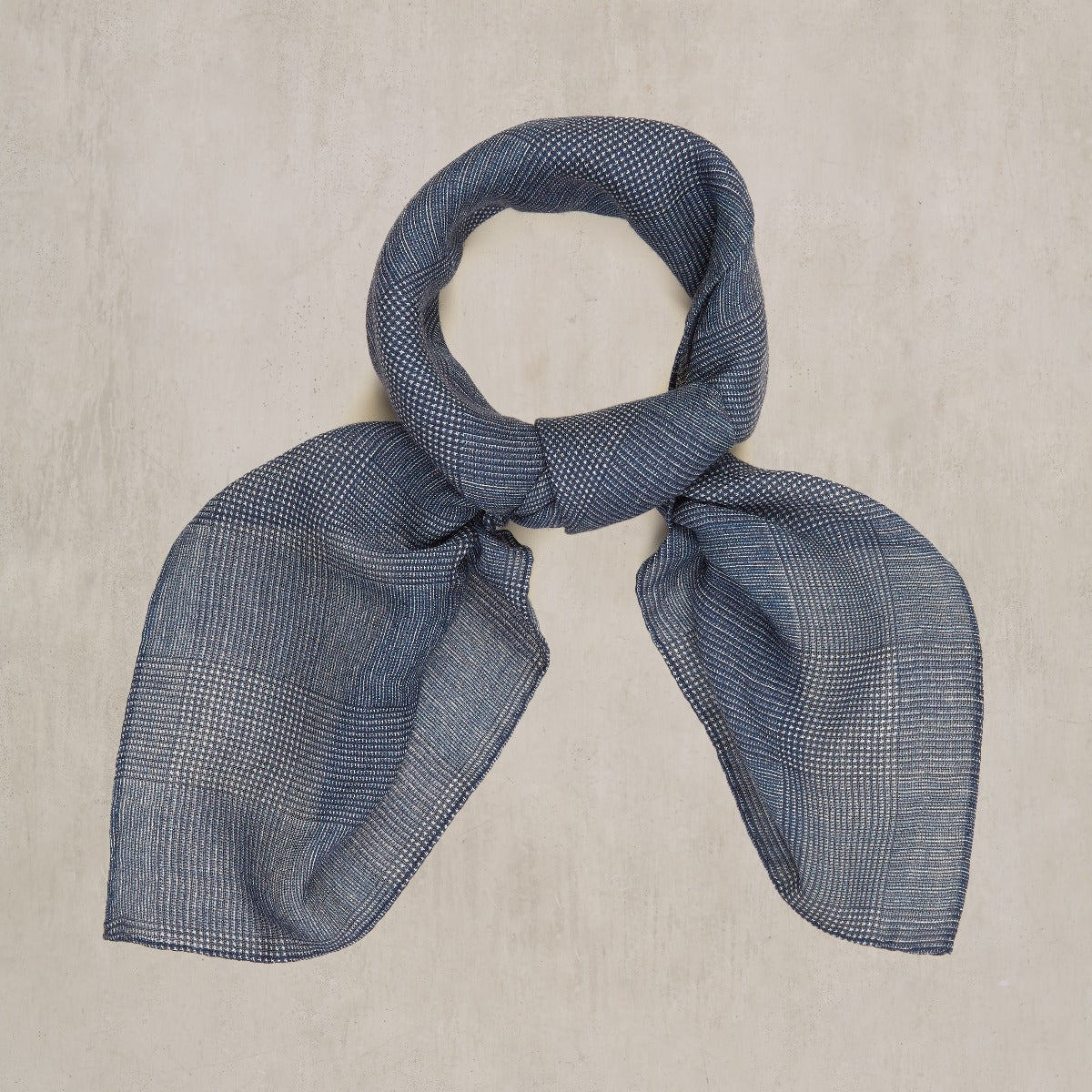 Wool And Silk Glen Check Neckerchief In Navy