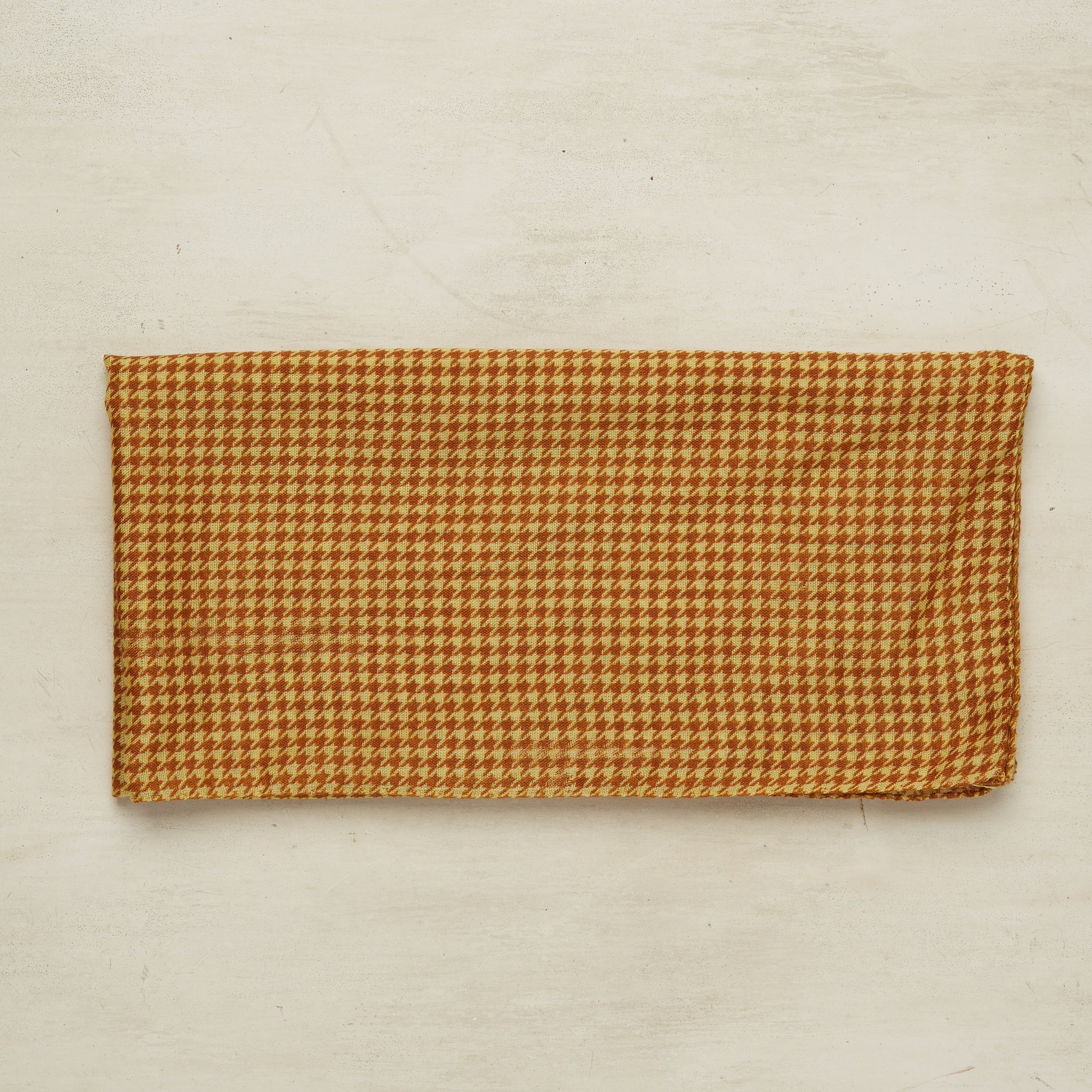 Wool And Silk Houndstooth Neckerchief In Gold