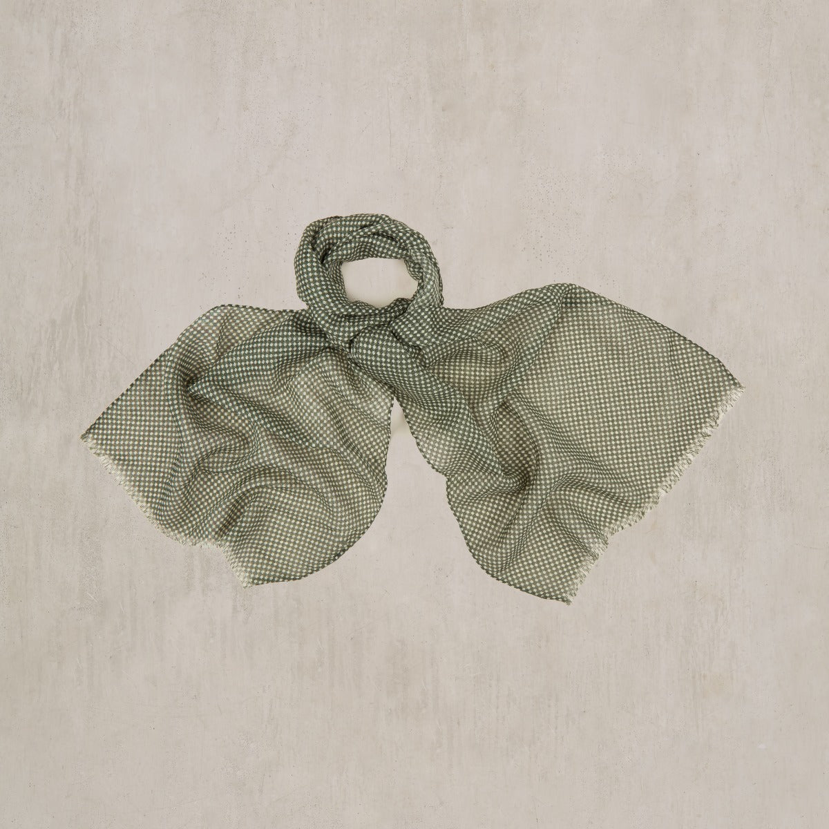 Wool And Silk Medium Spot Scarf In Dark Green