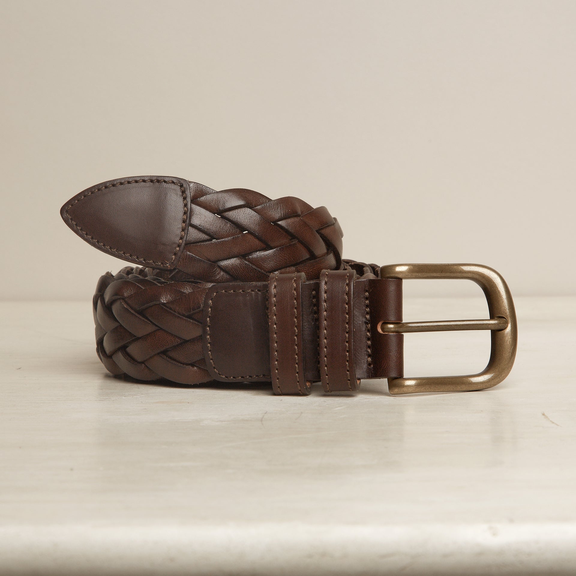 Woven Leather Belt Dark