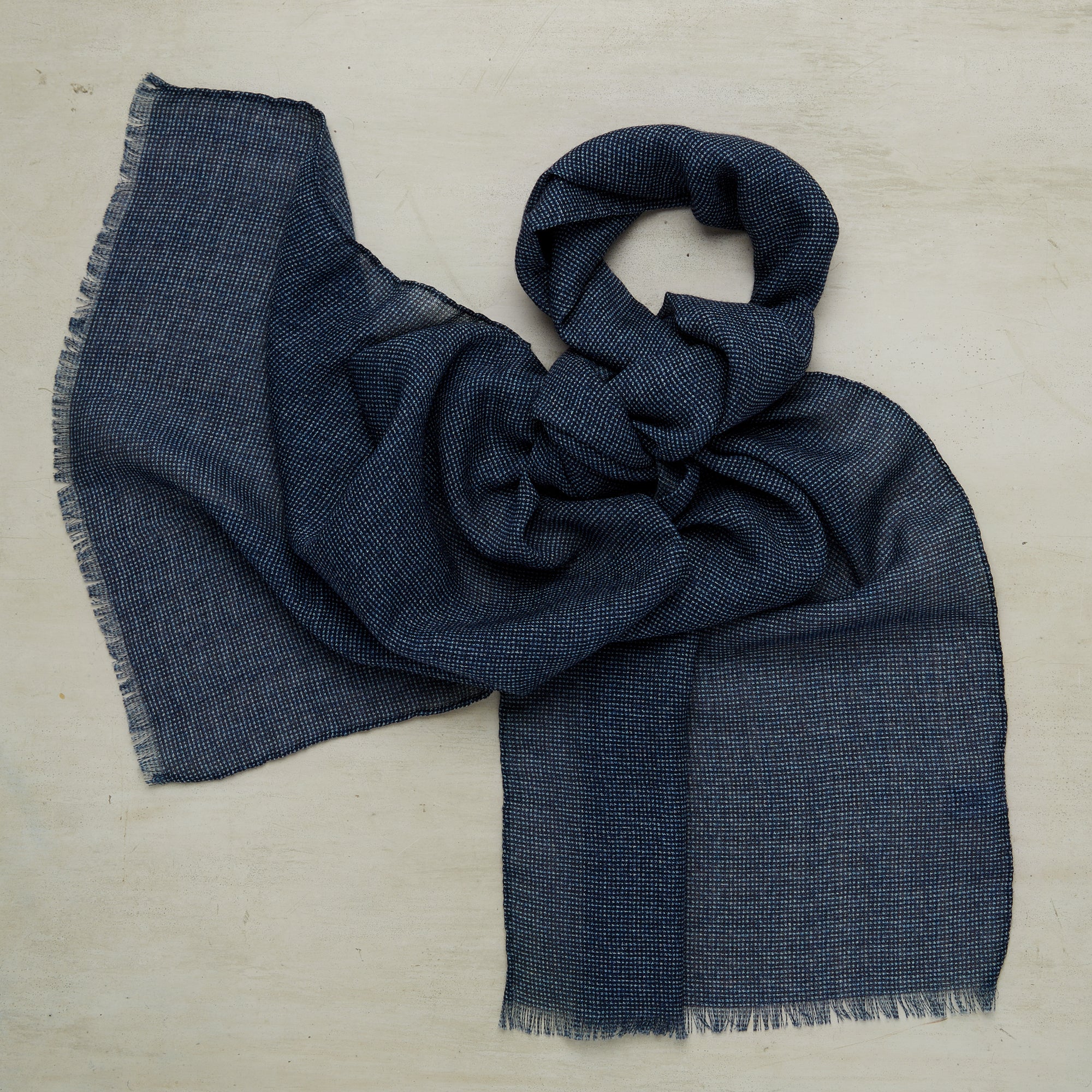 Wool And Silk Birdseye Scarf In Navy