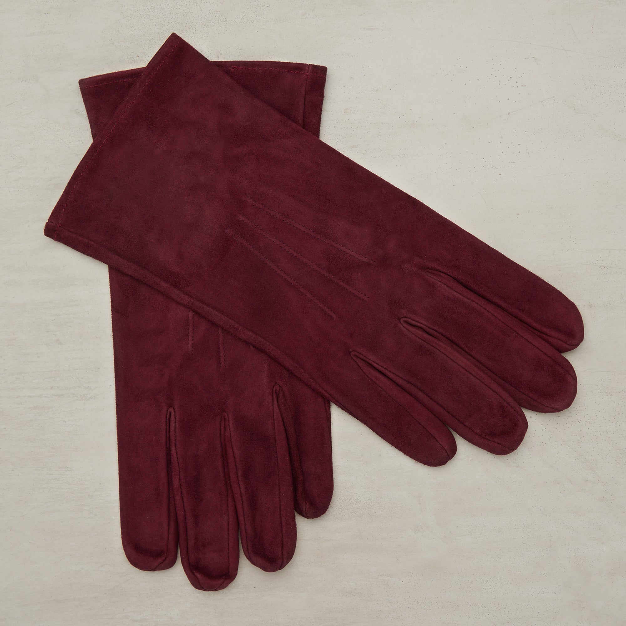 Soft Suede Leather Gloves In Burgundy