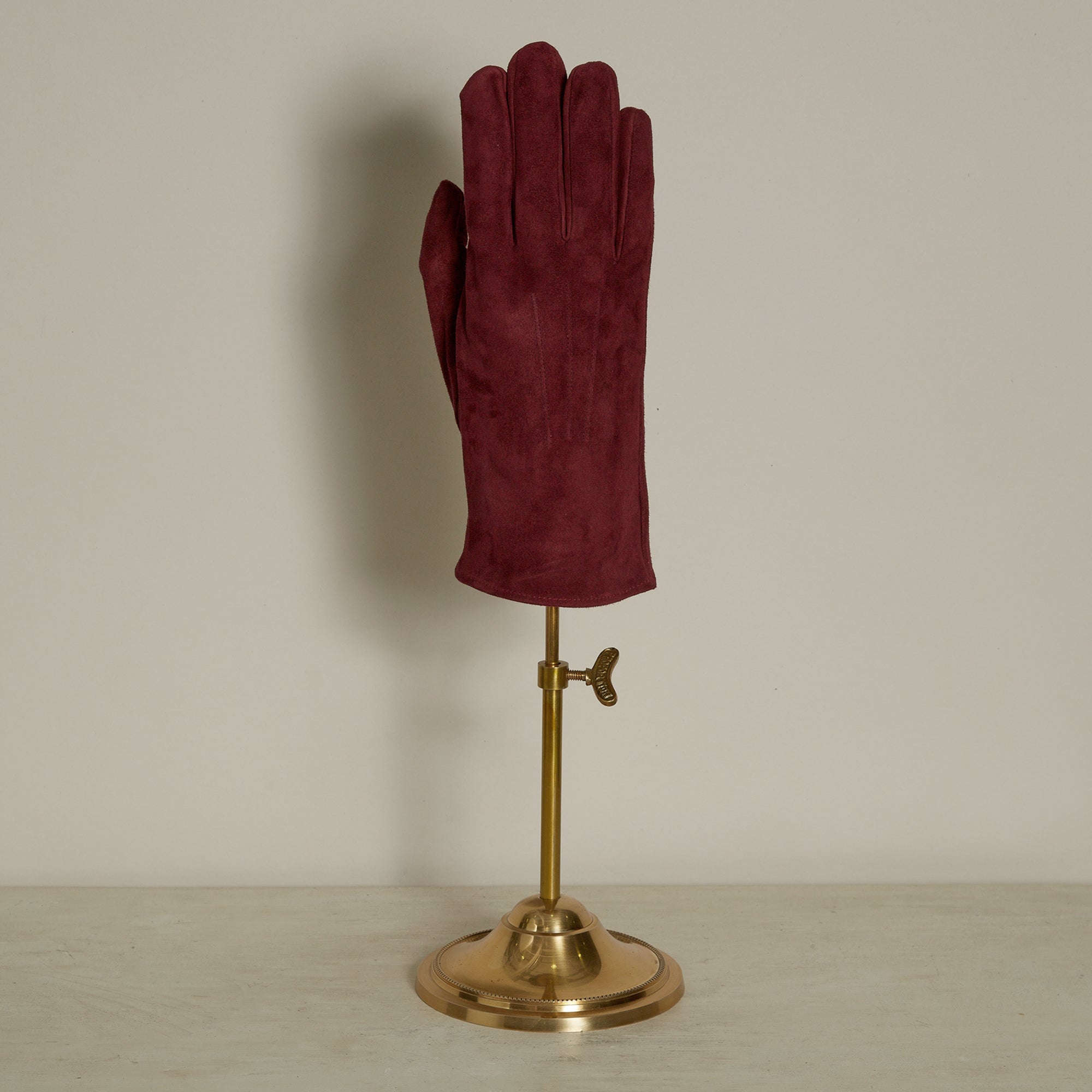 Soft Suede Leather Gloves In Burgundy