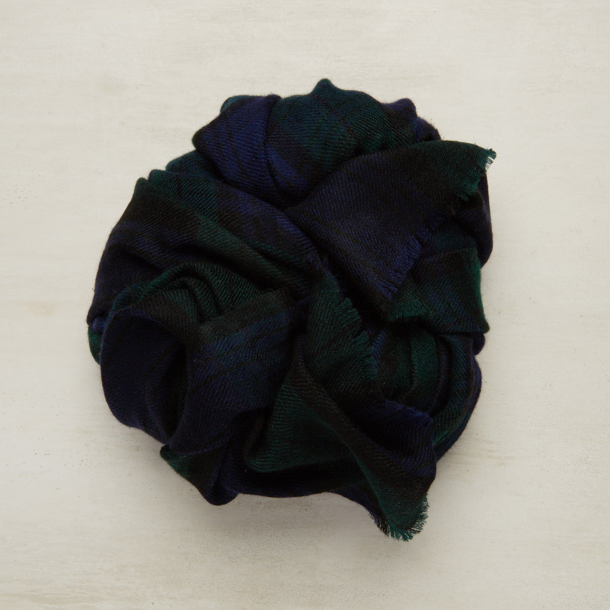 Tartan Check Cashmere Scarf Navy