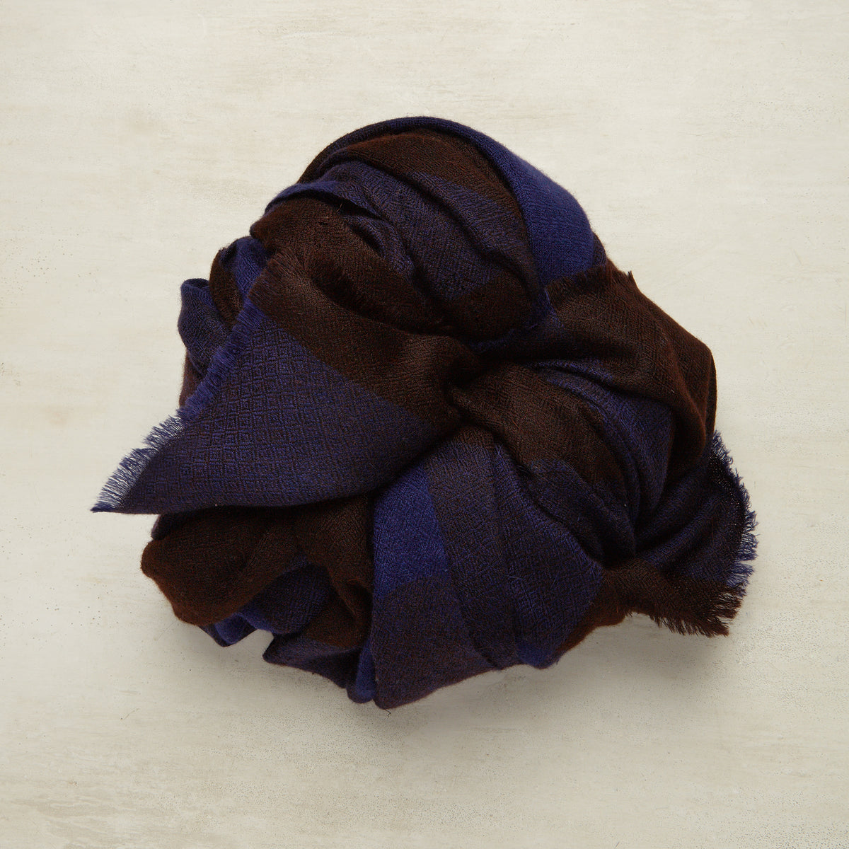 Large Check Cashmere Scarf Dark Brown