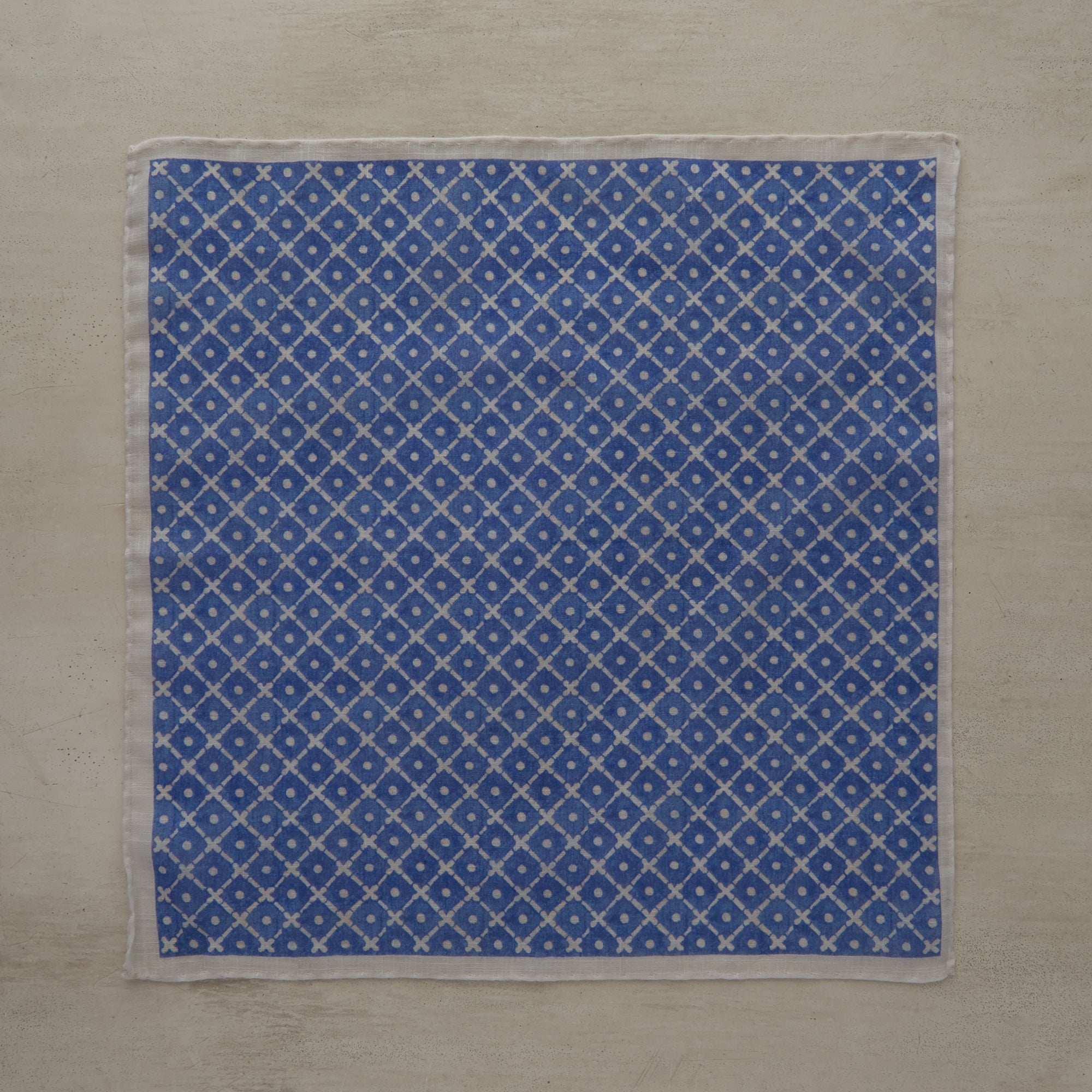 Tile Pattern Cotton Pocket Square In Sky