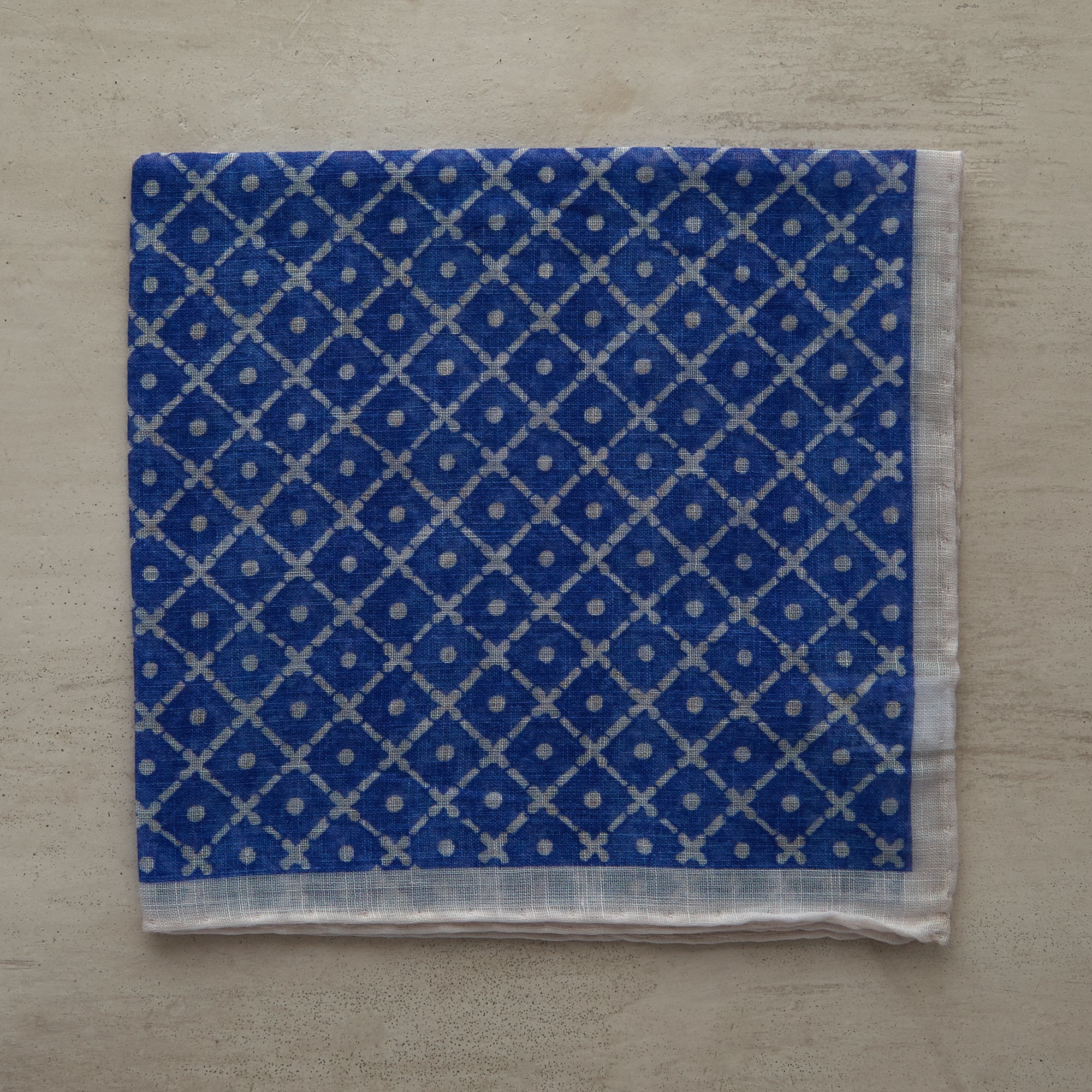 Tile Pattern Cotton Pocket Square In Sky