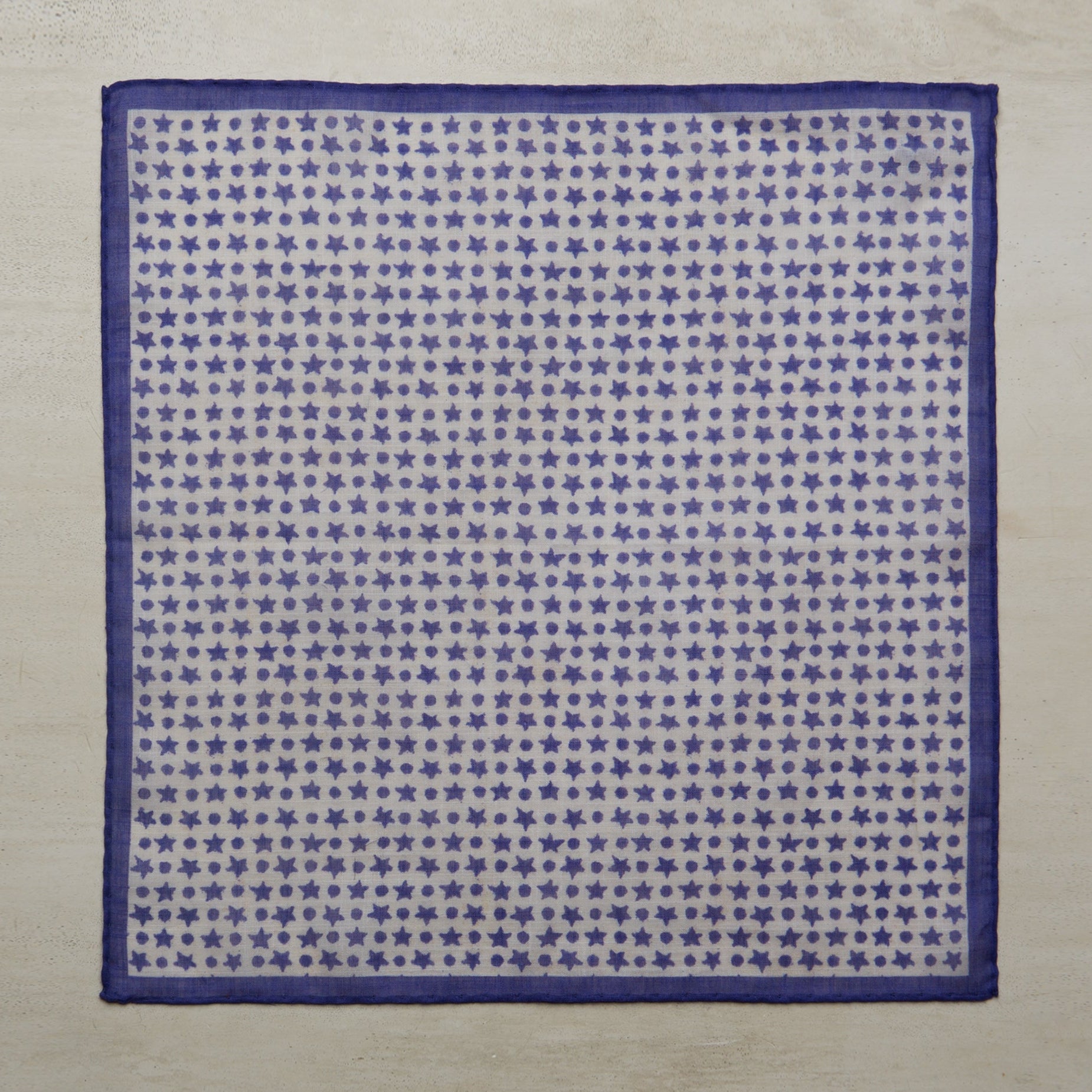 Cotton Star-Dot Pocket Square In Blue