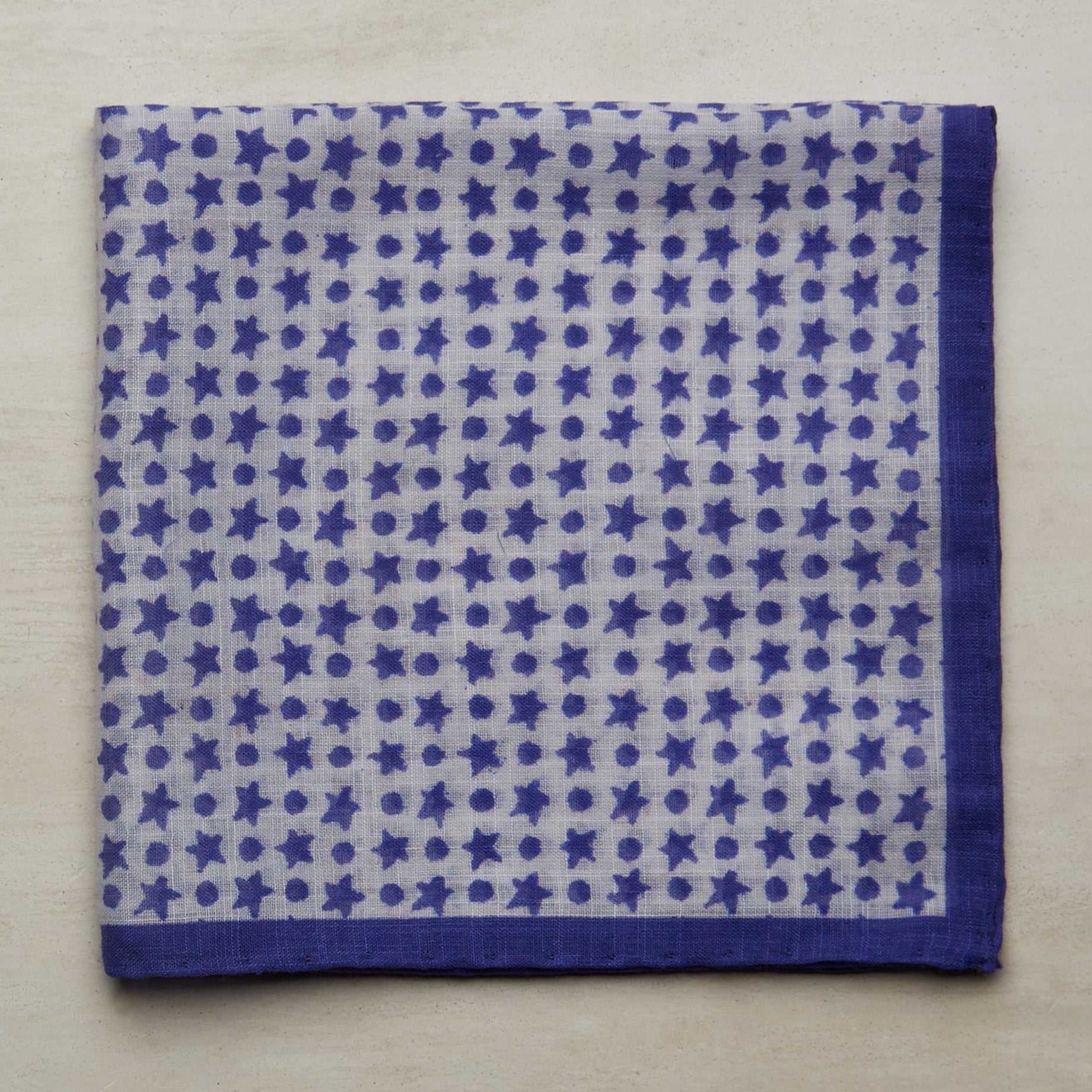 Cotton Star-Dot Pocket Square In Blue