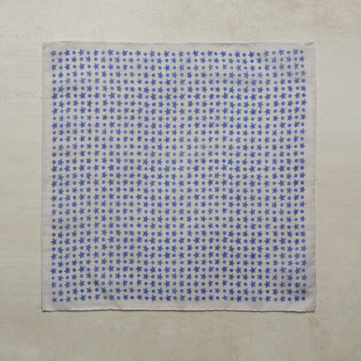 Cotton Star Dot Pocket Square Sky