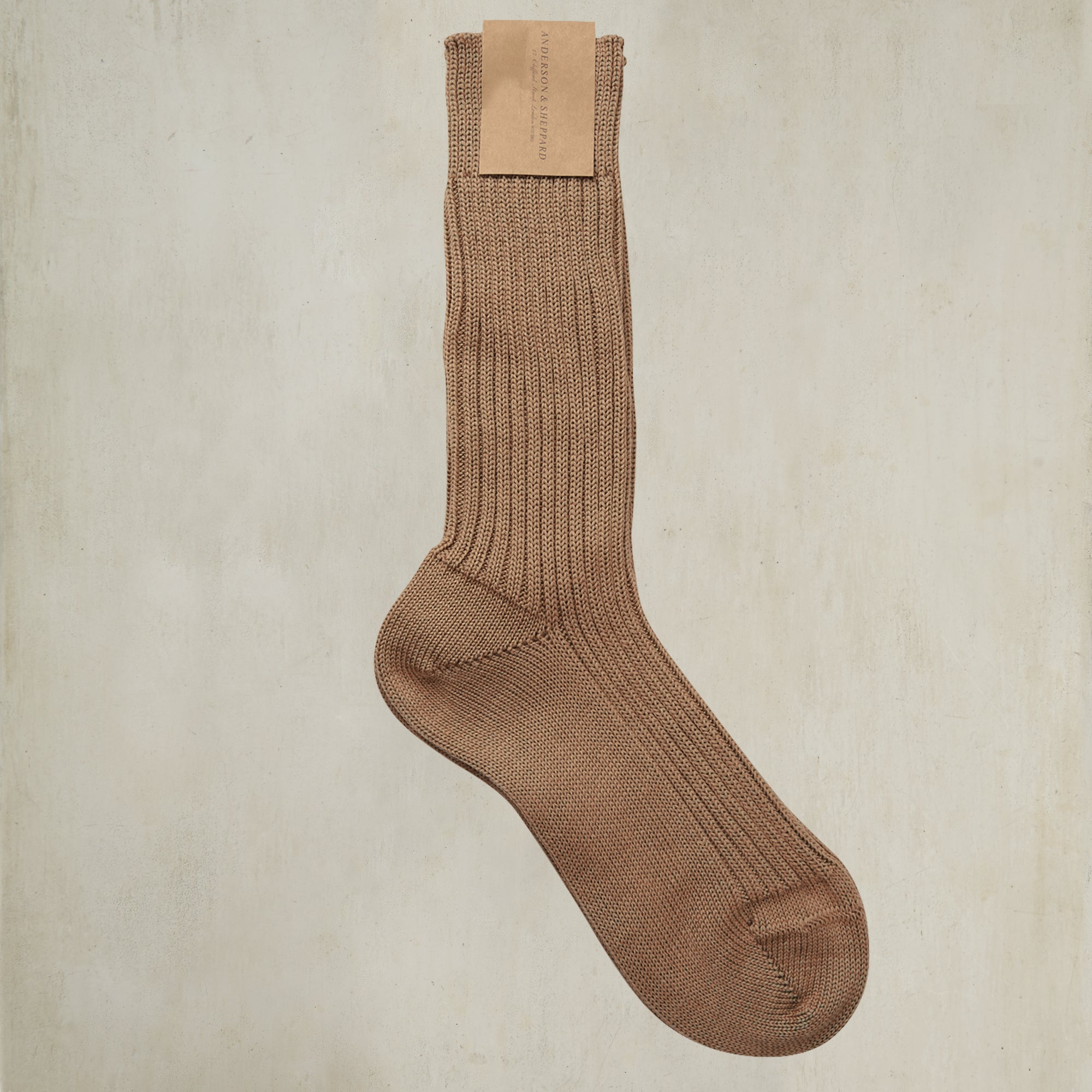 Thick Woollen Rib Socks In Dark Natural