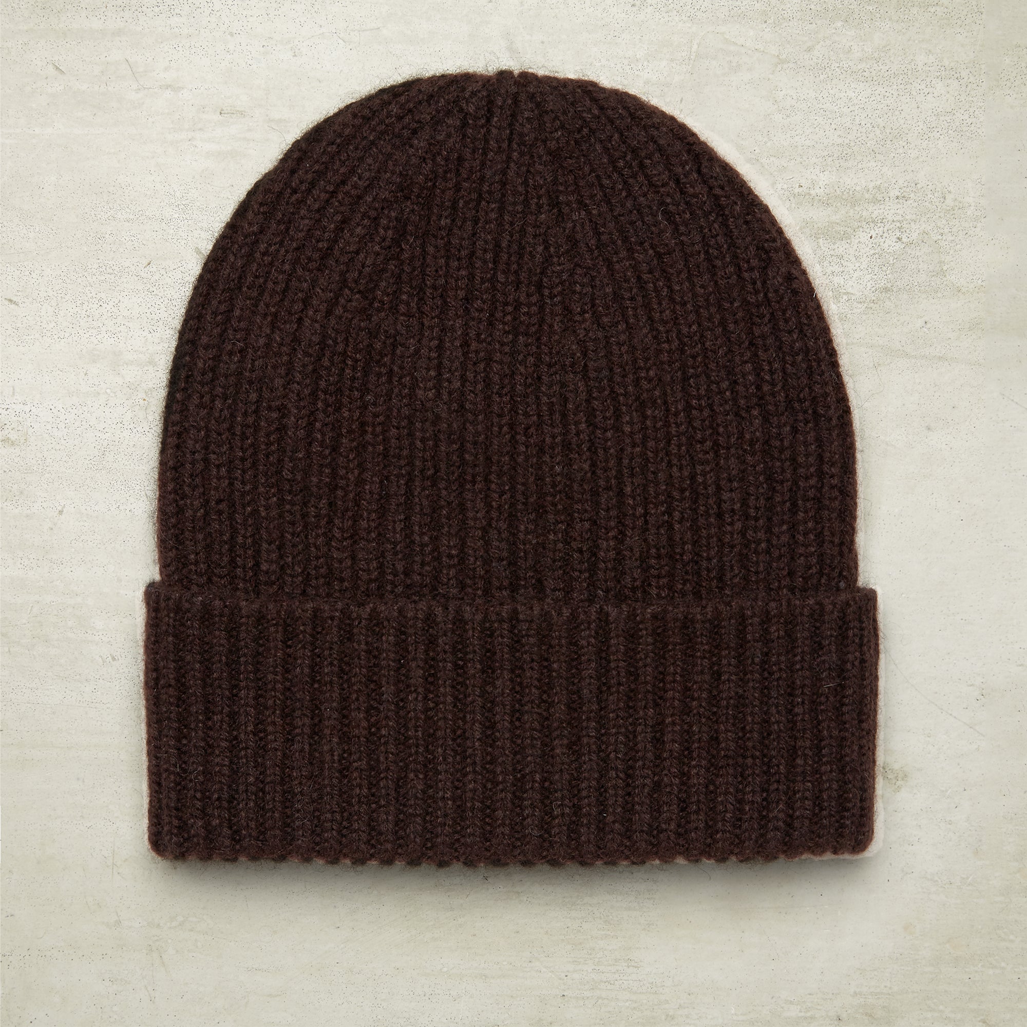 Ribbed Knit Cashmere Hat In Dark Brown