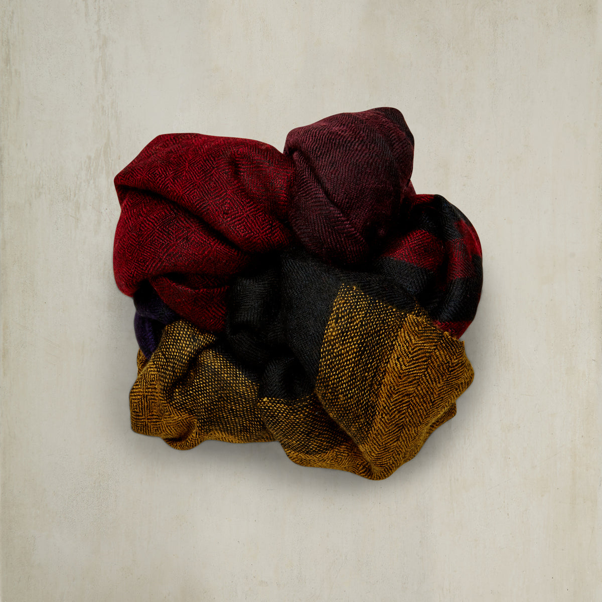 Cashmere Scarf Wide Stripes Wine