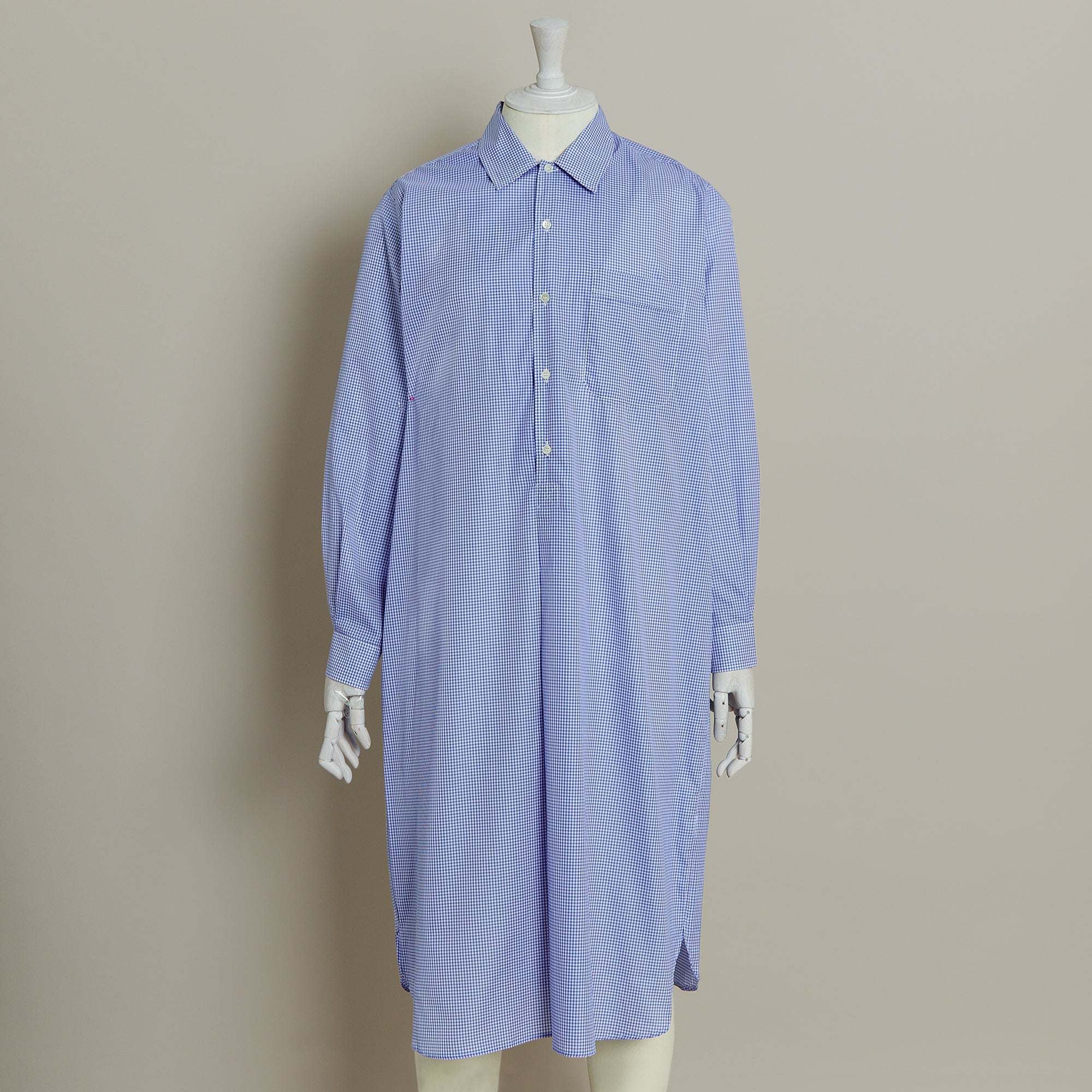 Gingham Check Cotton Nightshirt In Blue