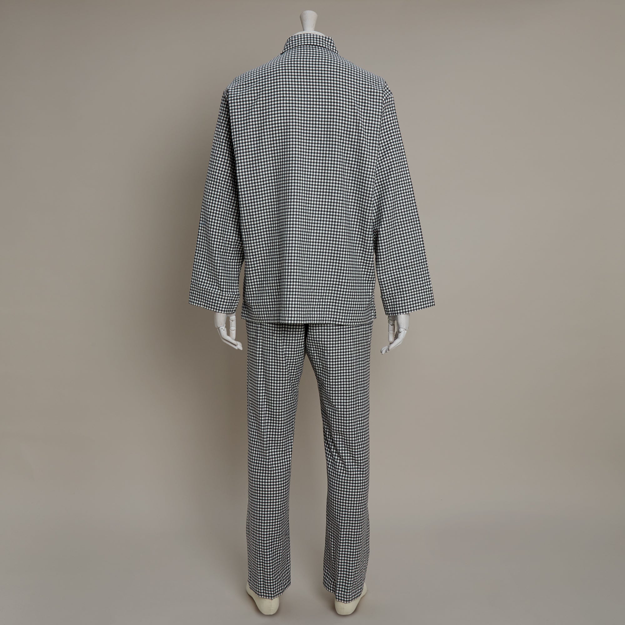 Soft Brushed Cotton Pyjama In Check Print In Grey