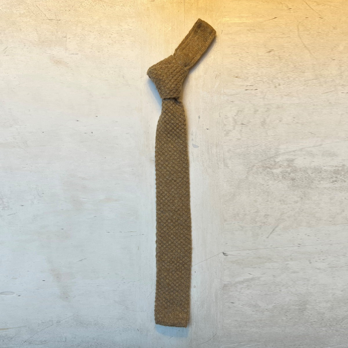 Marled Knitted Tie In Natural