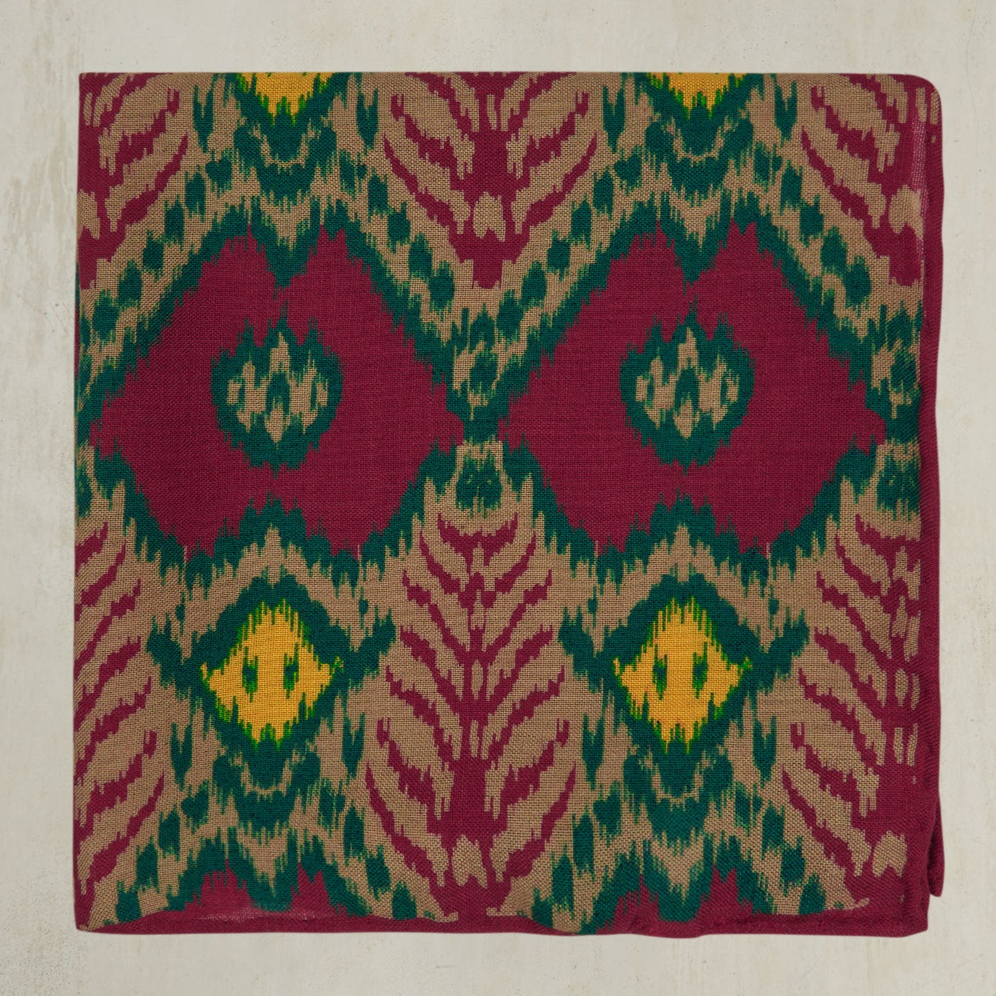 Wool And Silk Ikat Pocket Square In Red