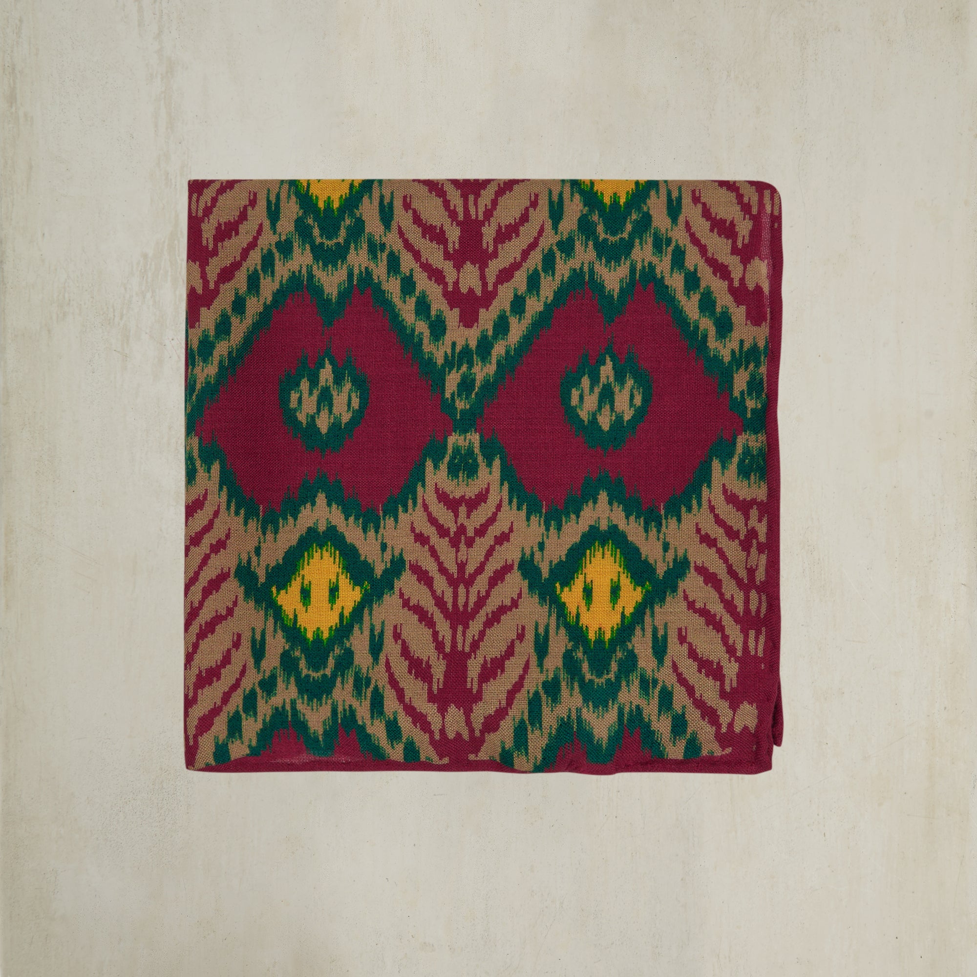 Wool And Silk Ikat Pocket Square In Red