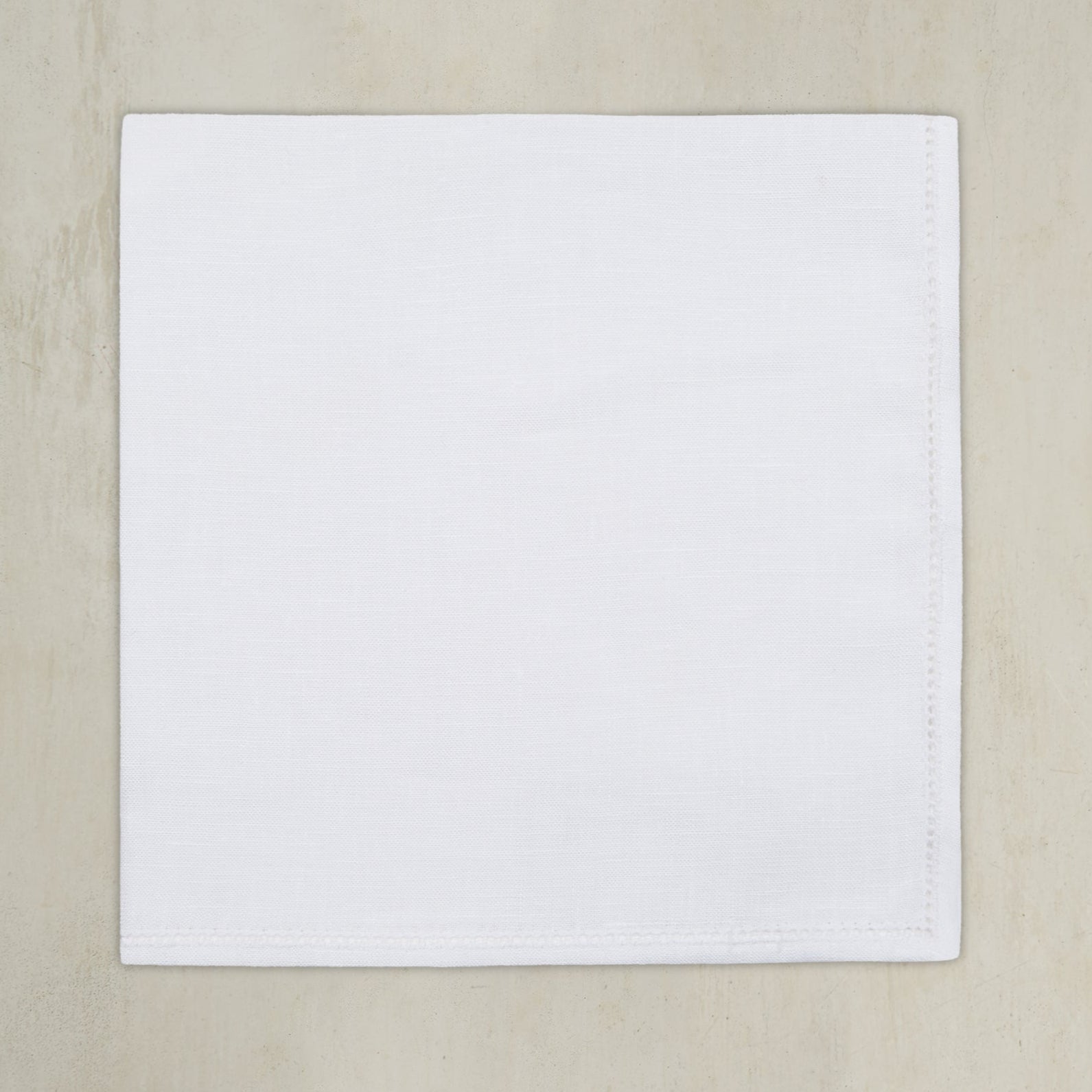 Linen Pocket Square With Drawn Thread Detail In White