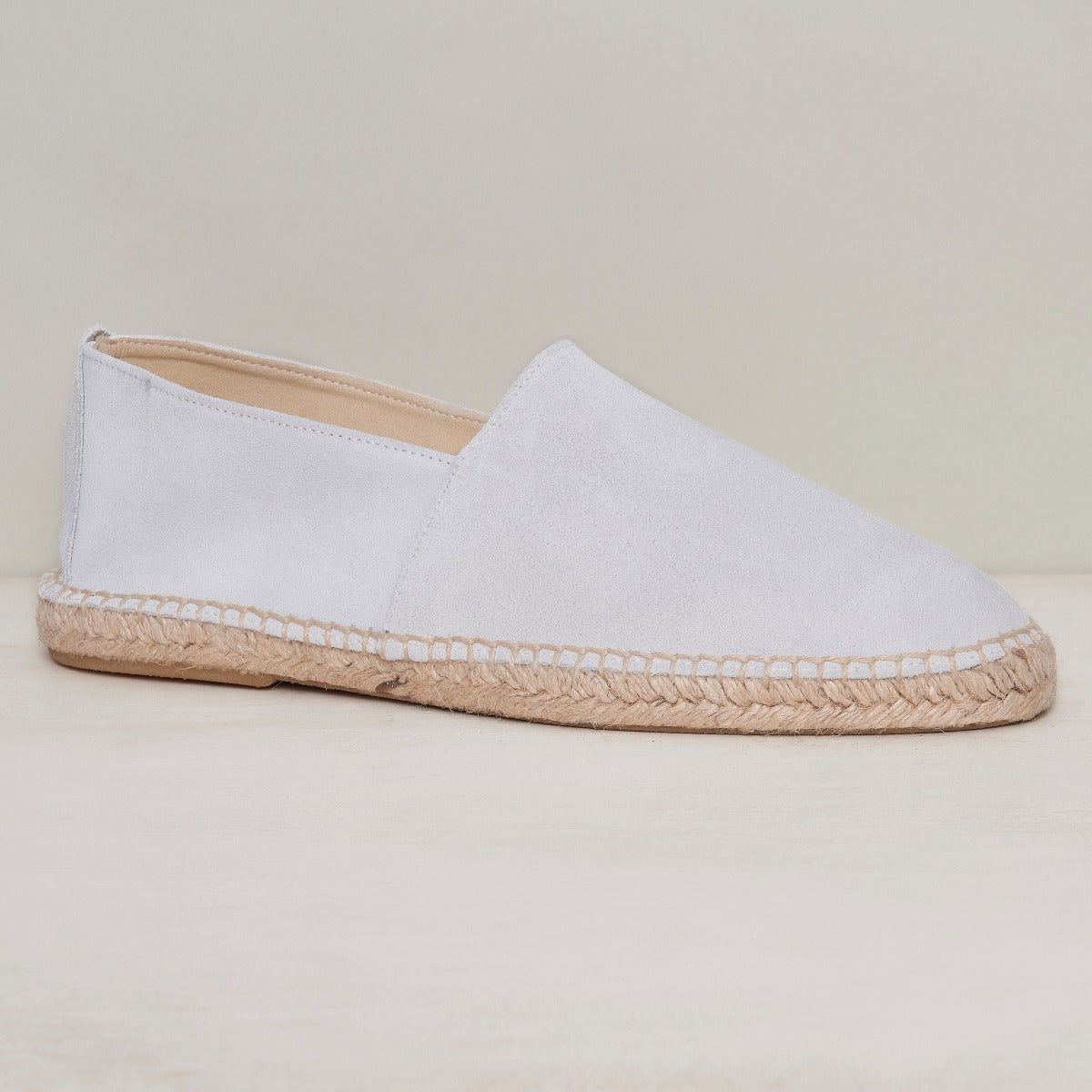 Suede Espadrilles With Rubber Sole In Light Grey