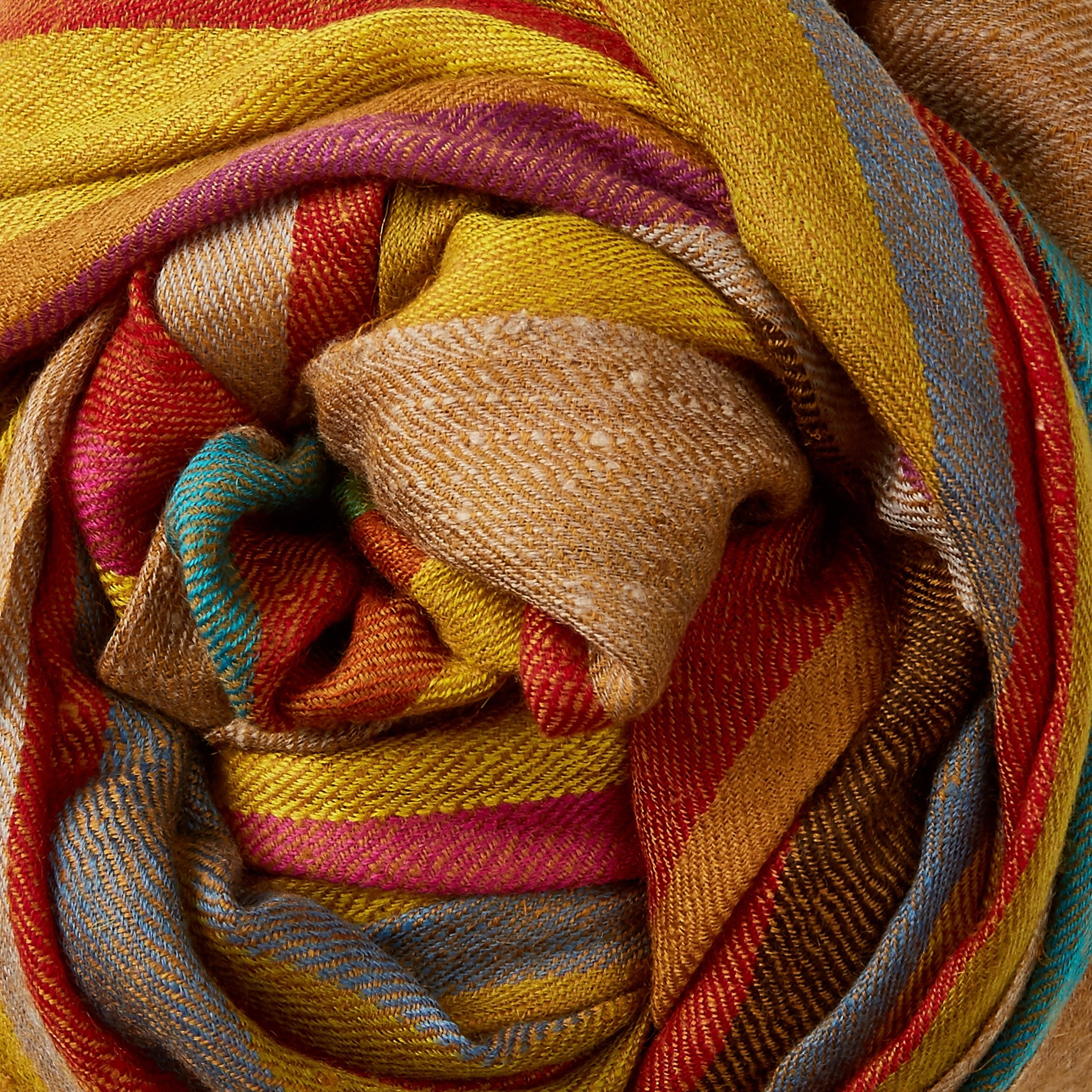 Multi Stripe Cashmere Scarf In Rust