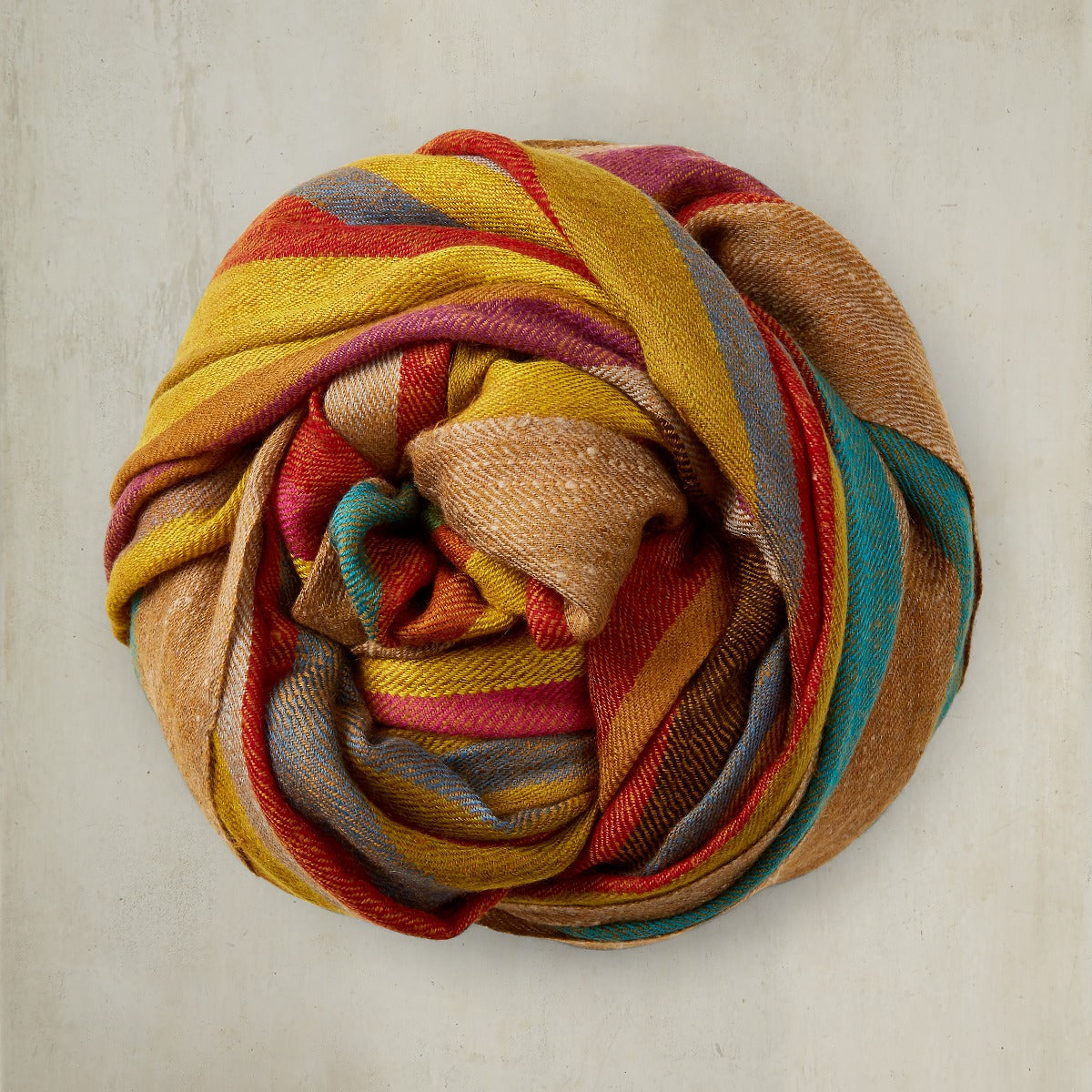 Multi Stripe Cashmere Scarf In Rust