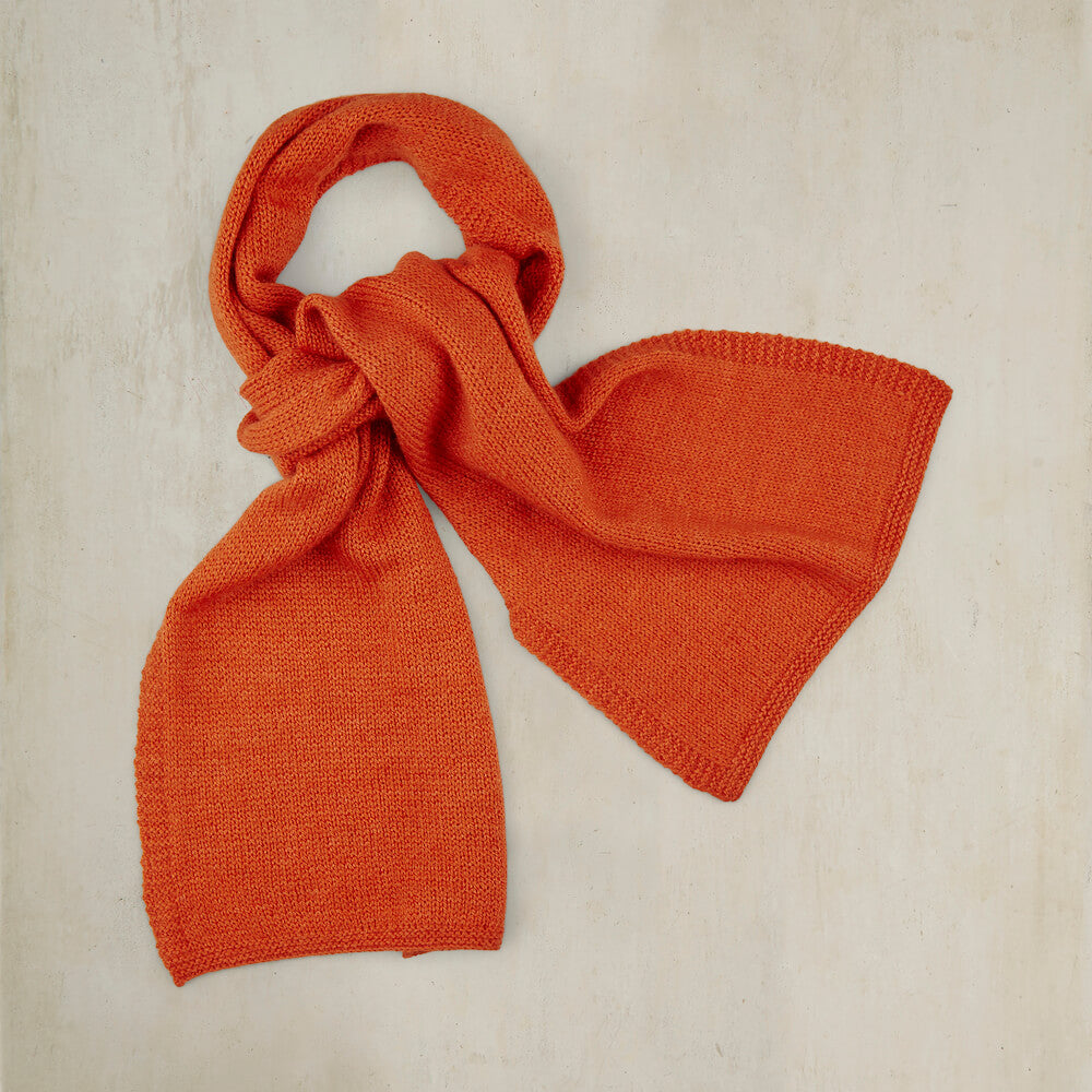 Muskox Hand Knitted Scarf In Orange