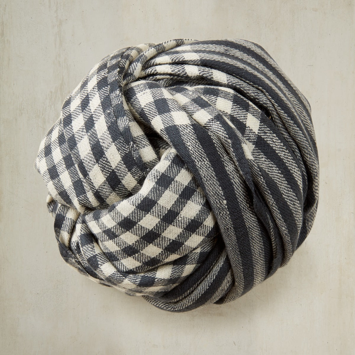 Mini Check Cashmere Scarf In Charcoal And Ivory