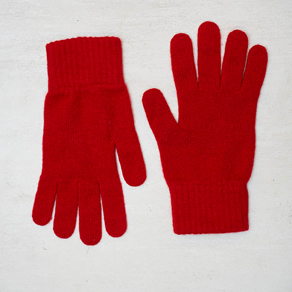 Cashmere Knitted Gloves In Red