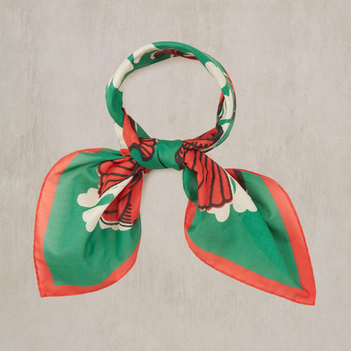 Cotton Shell Neckerchief In Green And Red