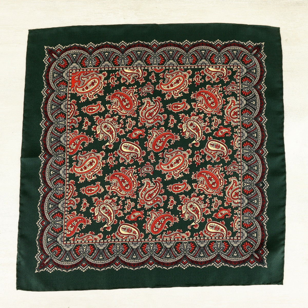 Silk Paisley Neckerchief In Dark Green